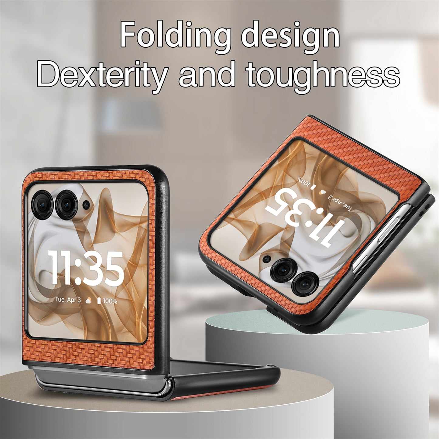 For Motorola Razr 50 Ultra Carbon Fiber Texture Leather Back Phone Case(Brown)