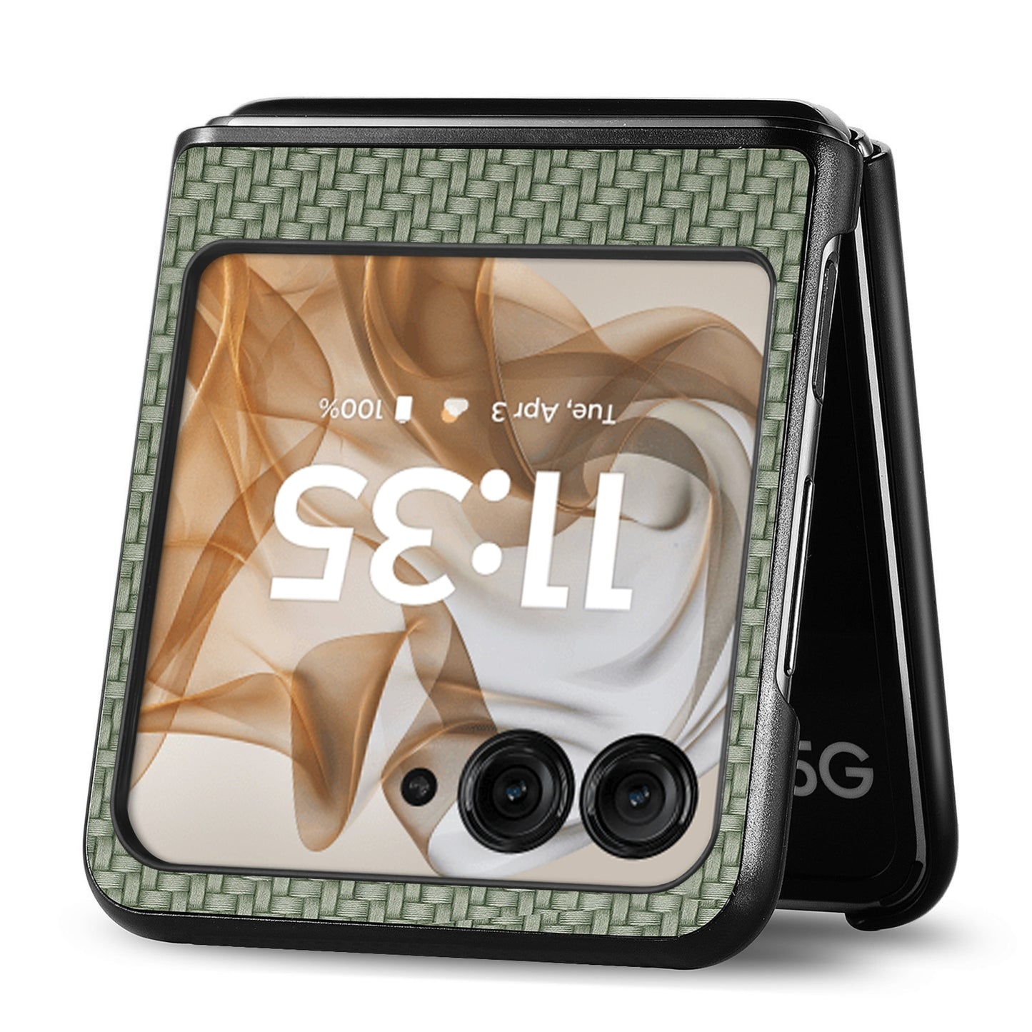 For Motorola Razr 50 Ultra Carbon Fiber Texture Leather Back Phone Case(Green)