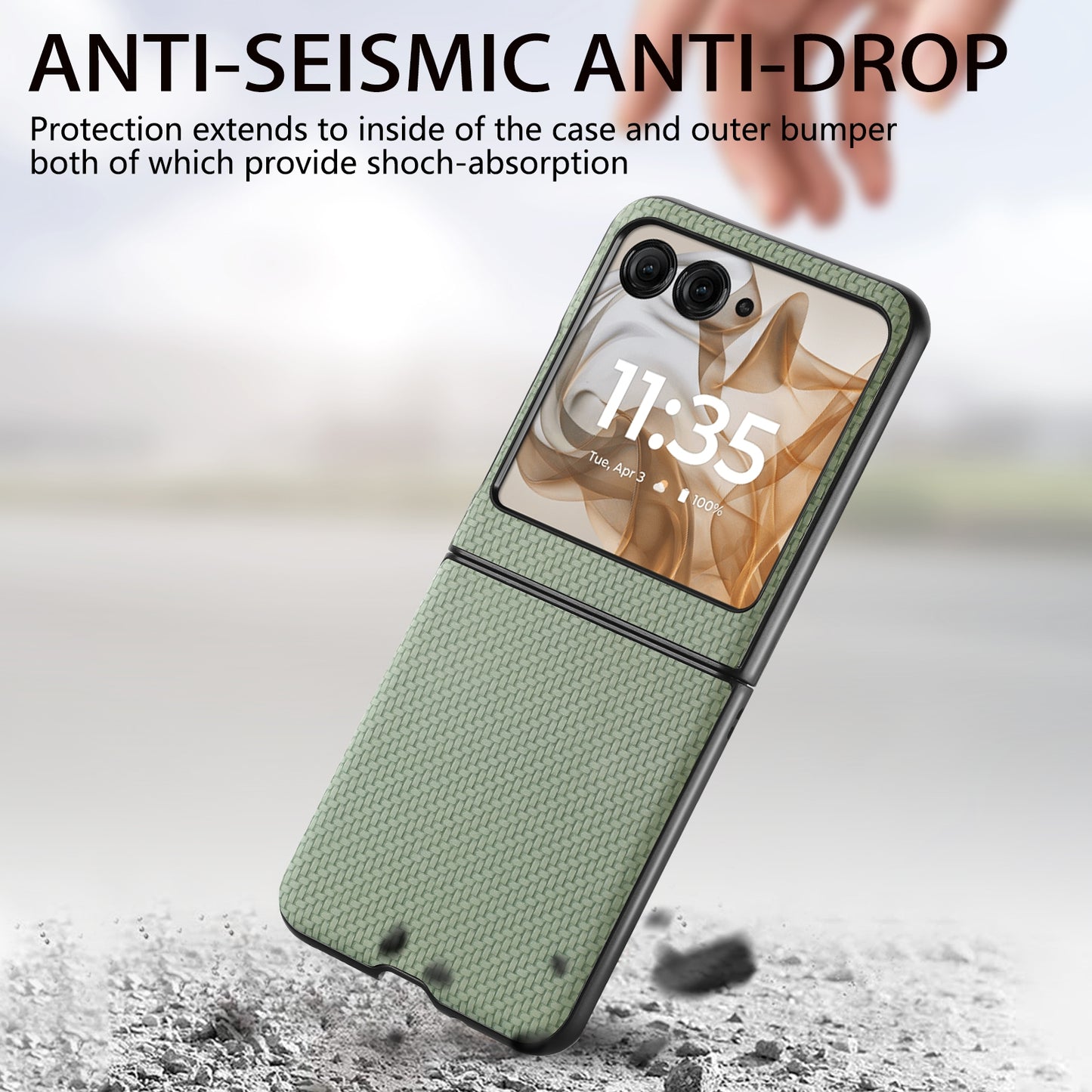 For Motorola Razr 50 Ultra Carbon Fiber Texture Leather Back Phone Case(Green)