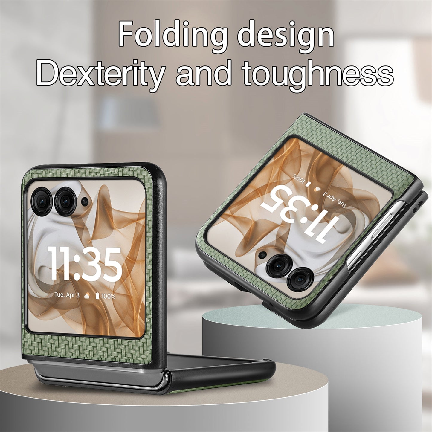 For Motorola Razr 50 Ultra Carbon Fiber Texture Leather Back Phone Case(Green)