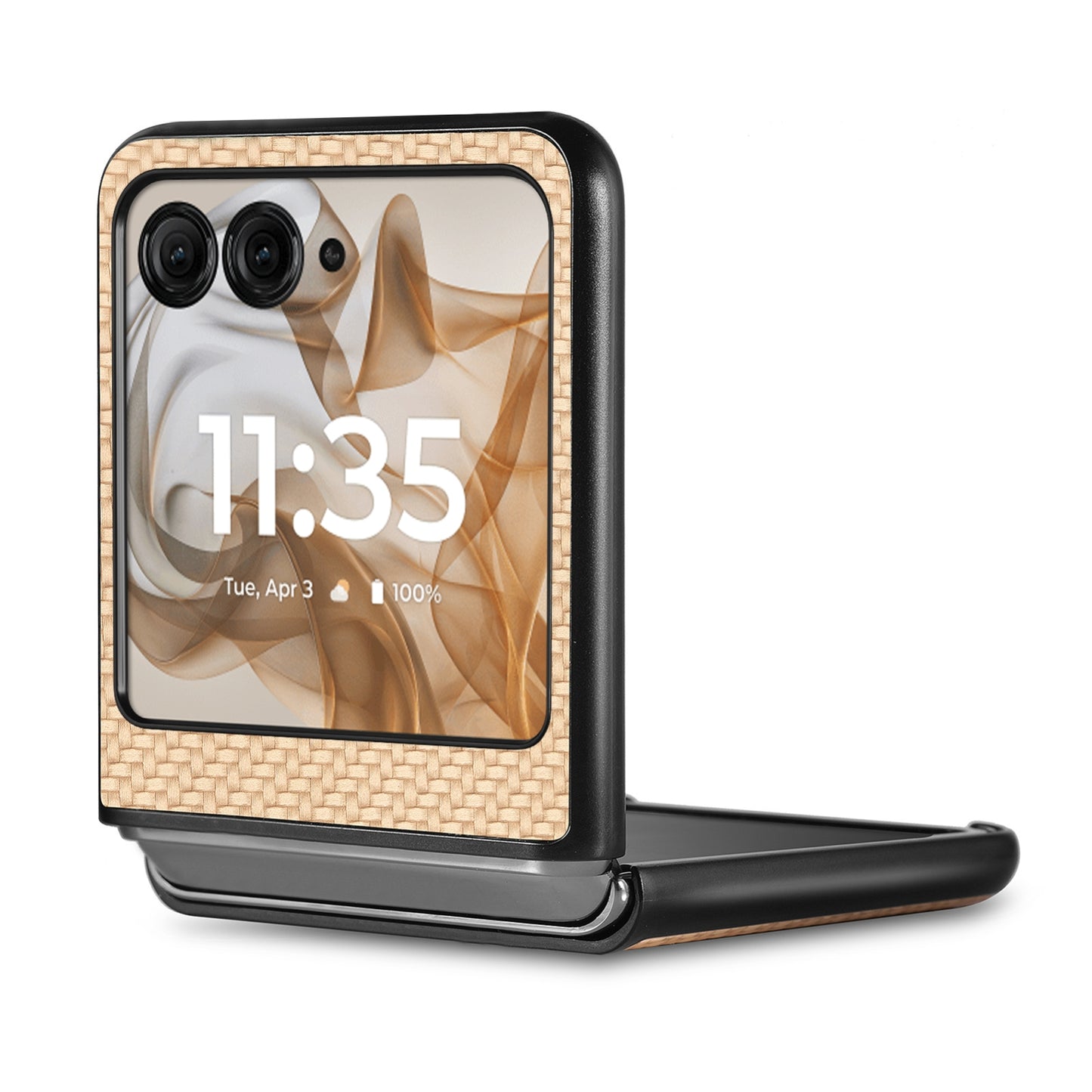 For Motorola Razr 50 Ultra Carbon Fiber Texture Leather Back Phone Case(Khaki)