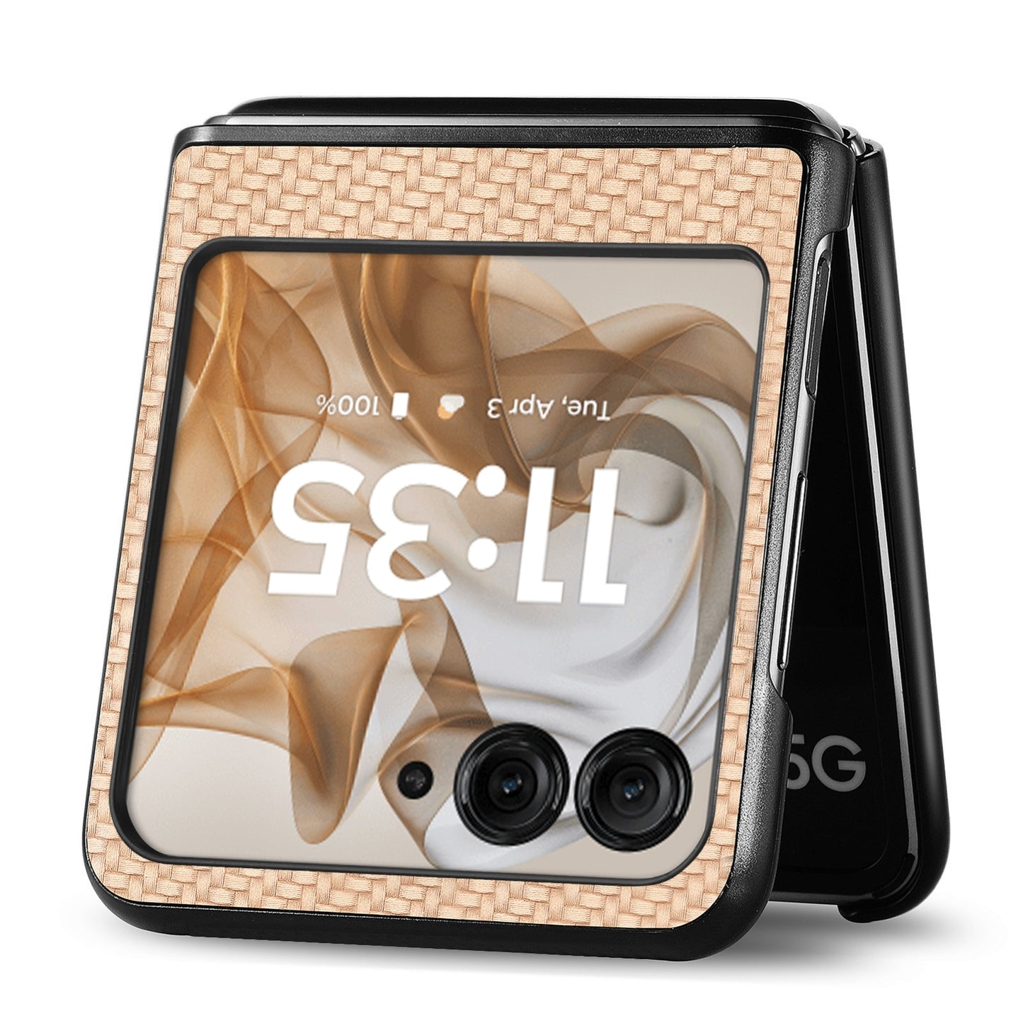 For Motorola Razr 50 Ultra Carbon Fiber Texture Leather Back Phone Case(Khaki)