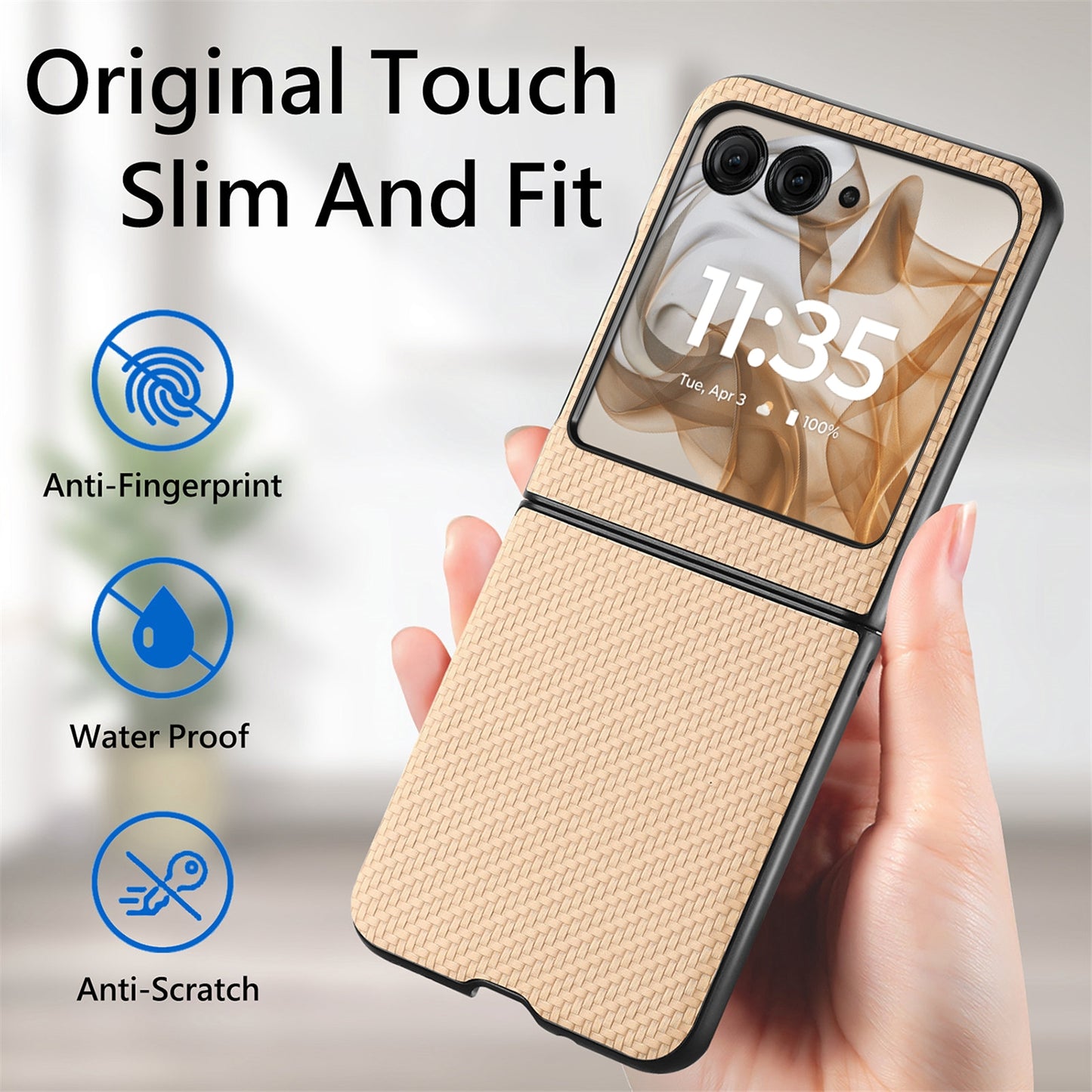 For Motorola Razr 50 Ultra Carbon Fiber Texture Leather Back Phone Case(Khaki)