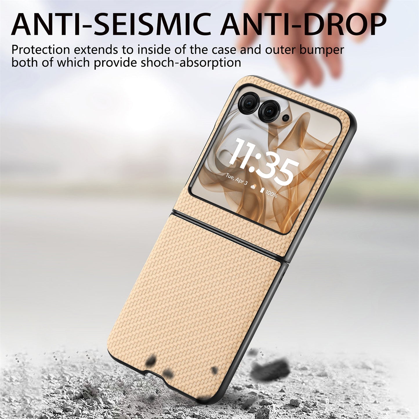 For Motorola Razr 50 Ultra Carbon Fiber Texture Leather Back Phone Case(Khaki)