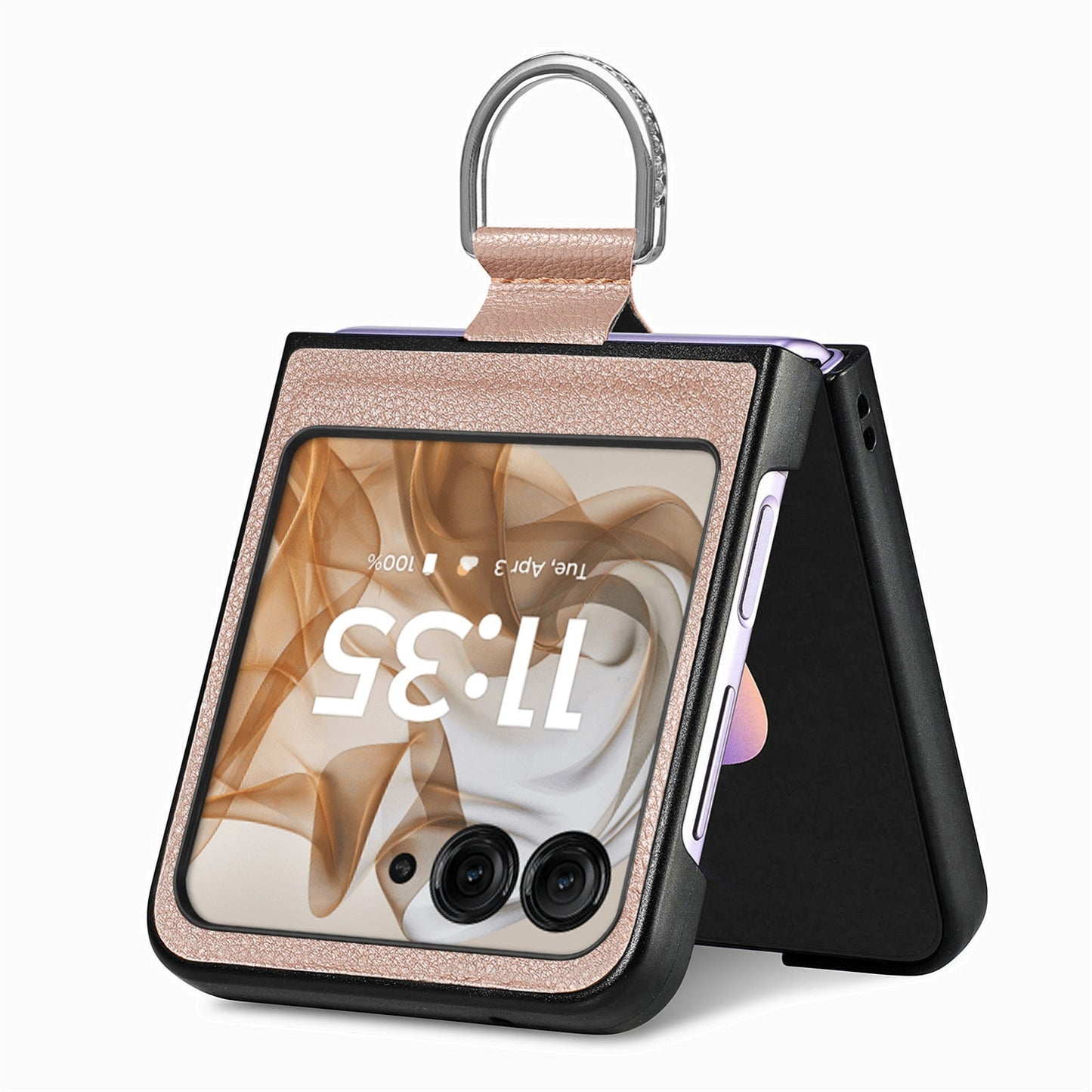 For Motorola Razr 50 Ultra Litchi Texture Leather Ring Fold Phone Case(Gray)