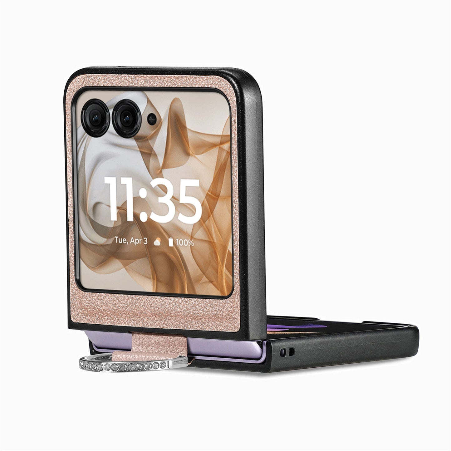 For Motorola Razr 50 Ultra Litchi Texture Leather Ring Fold Phone Case(Gray)