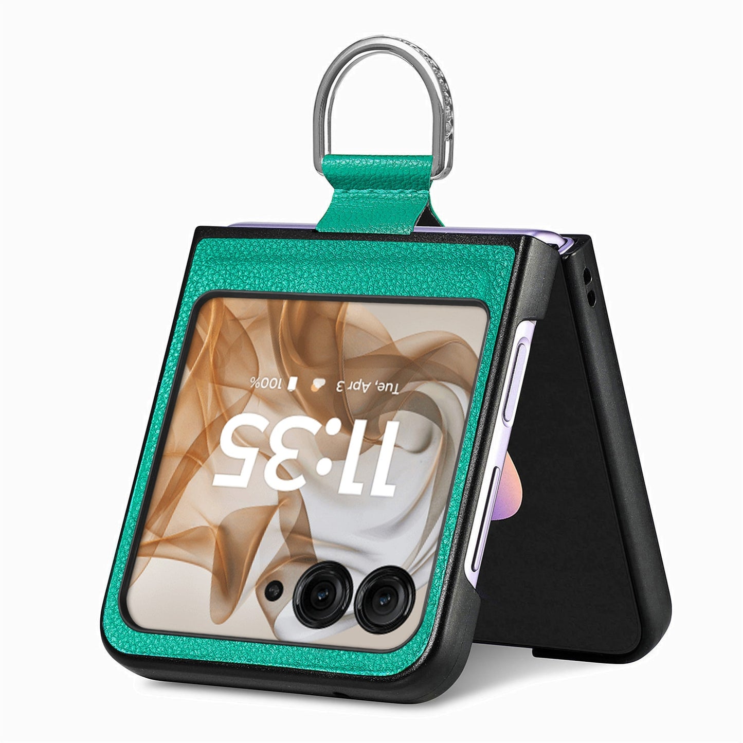 For Motorola Razr 50 Ultra Litchi Texture Leather Ring Fold Phone Case(Green)