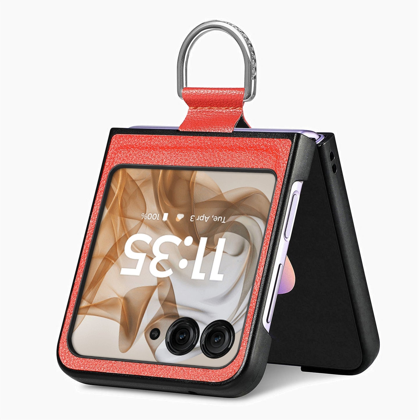 For Motorola Razr 50 Ultra Litchi Texture Leather Ring Fold Phone Case(Orange)