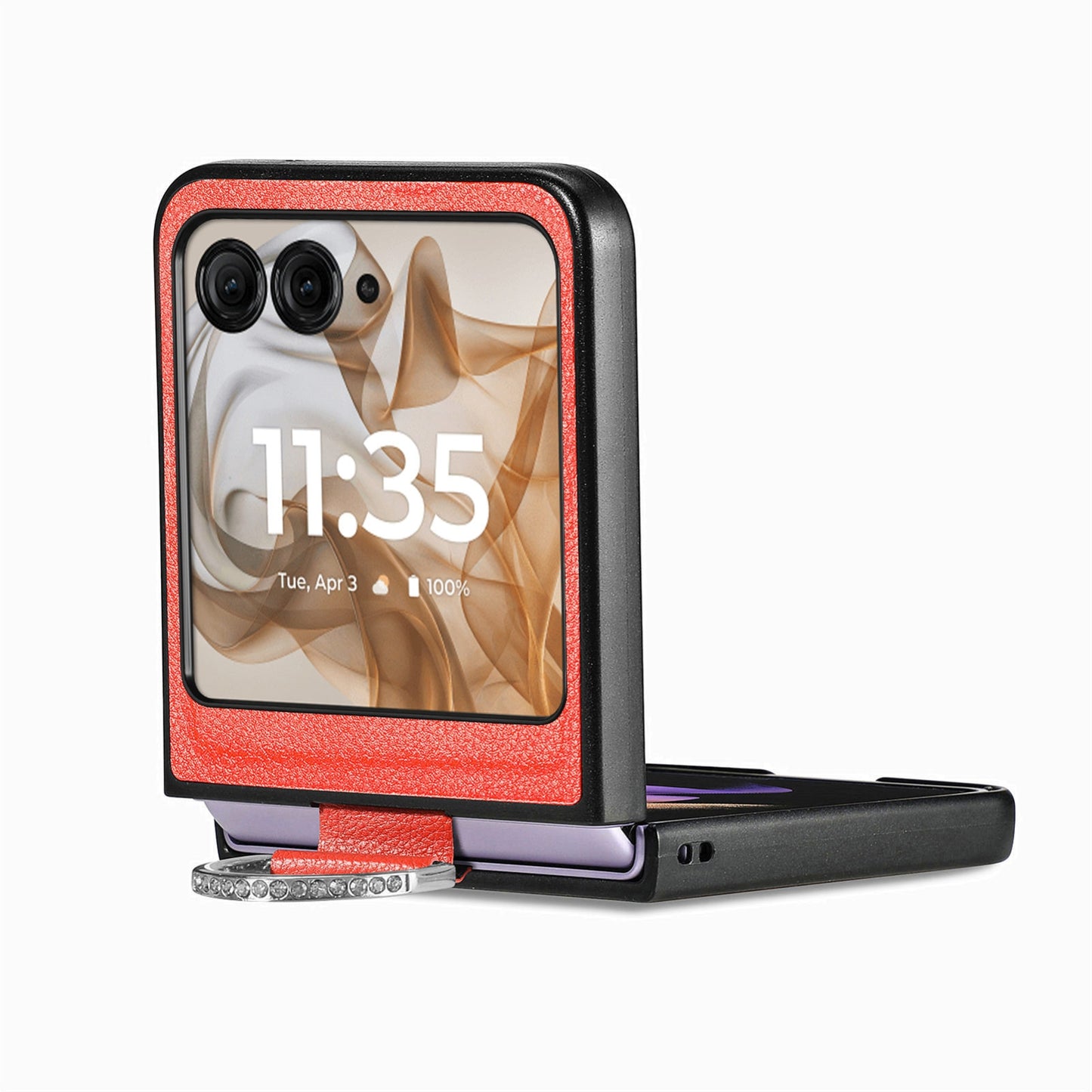 For Motorola Razr 50 Ultra Litchi Texture Leather Ring Fold Phone Case(Orange)