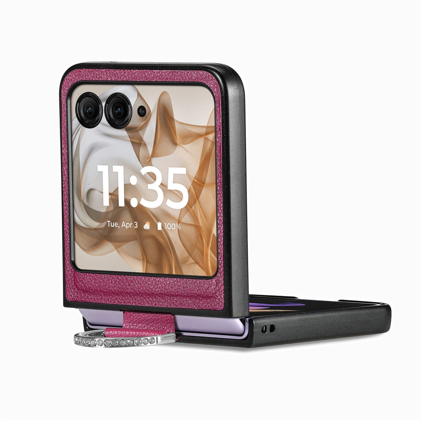 For Motorola Razr 50 Ultra Litchi Texture Leather Ring Fold Phone Case(Purple)