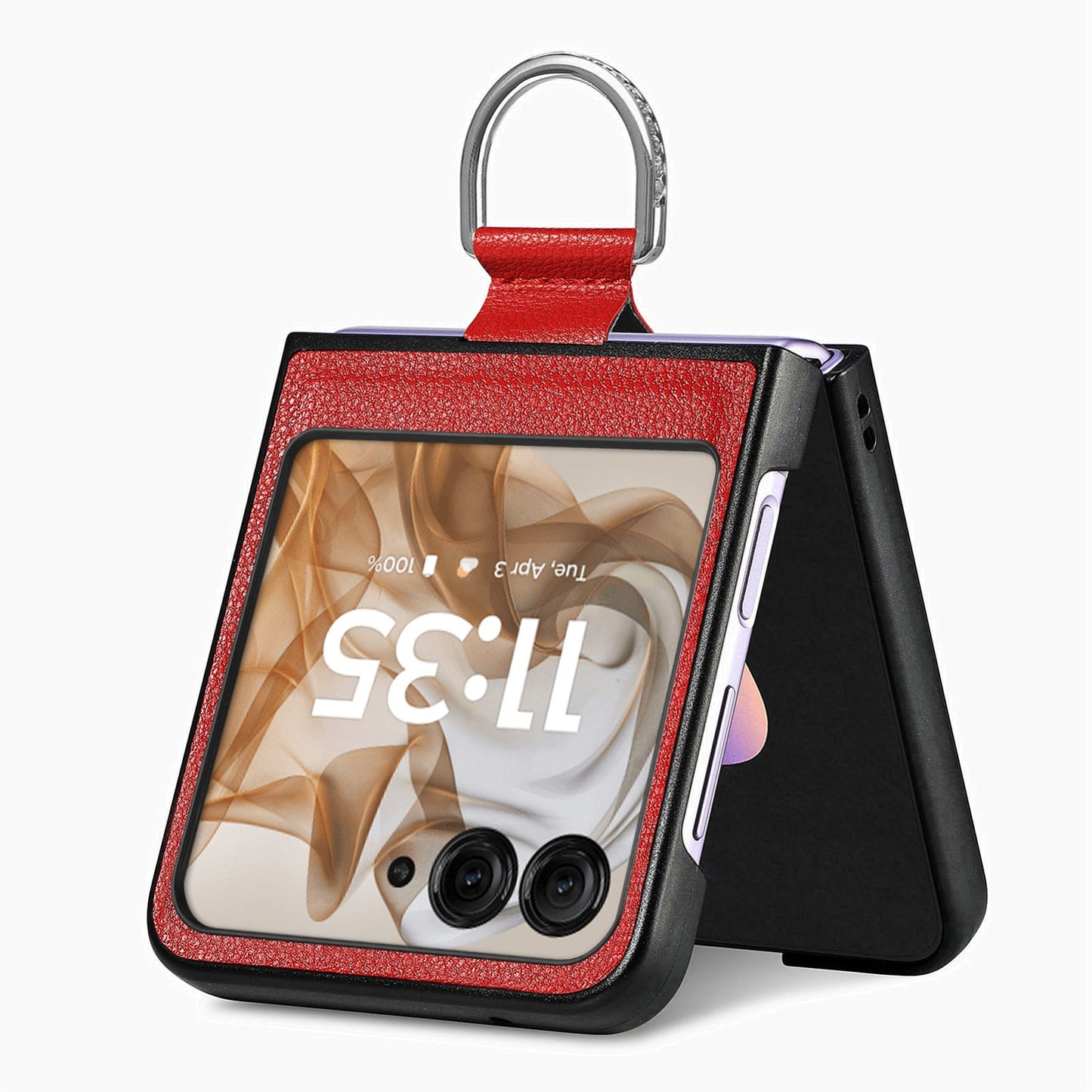 For Motorola Razr 50 Ultra Litchi Texture Leather Ring Fold Phone Case(Red)