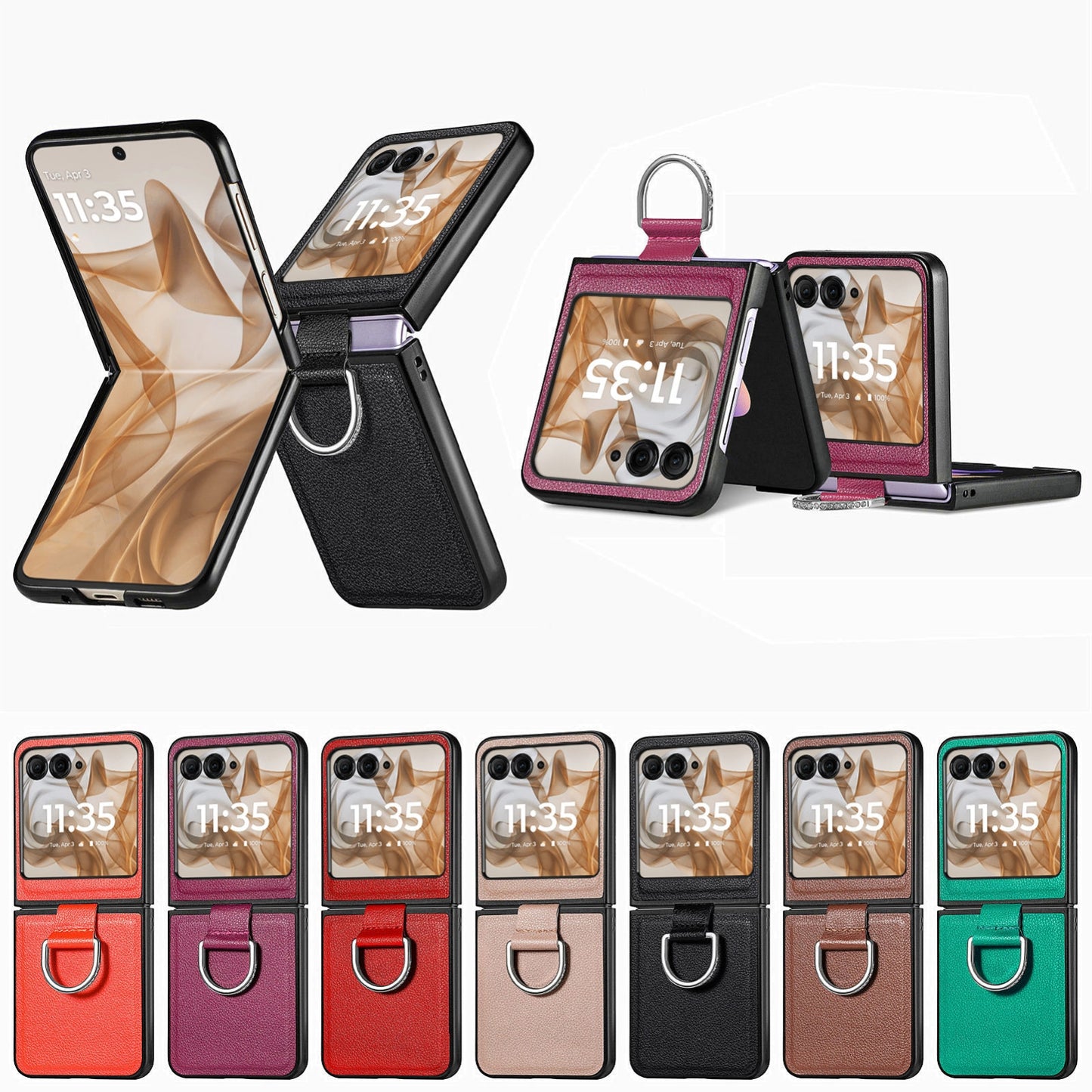 For Motorola Razr 50 Ultra Litchi Texture Leather Ring Fold Phone Case(Purple)