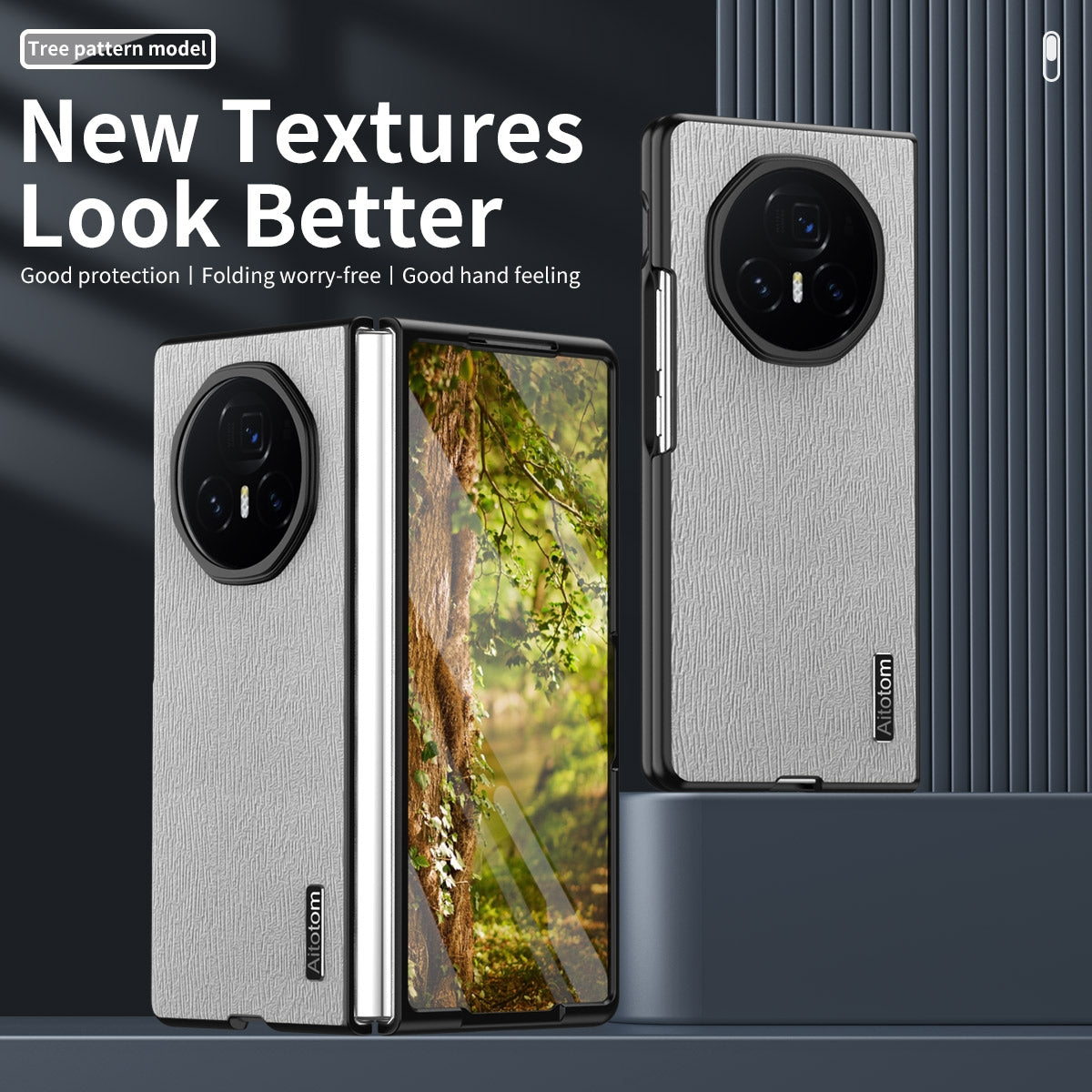 For Honor Magic V3 Tree Bark Leather Shockproof Phone Case(Black)