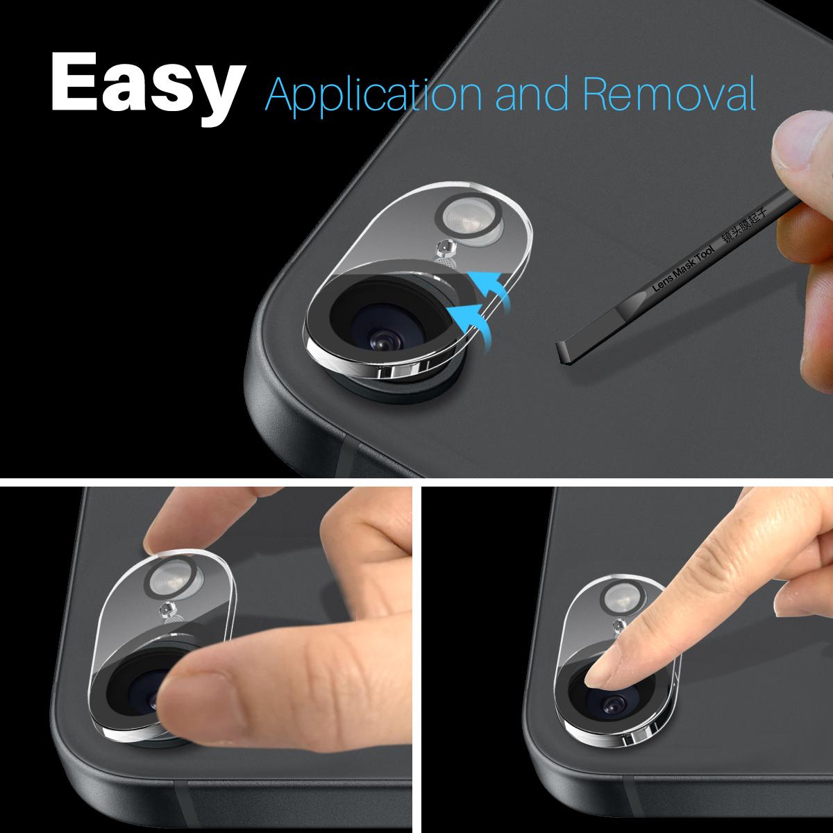 For iPhone 16e NORTHJO Camera Lens Protector 3D Night Shot Tempered Glass Film(Black)