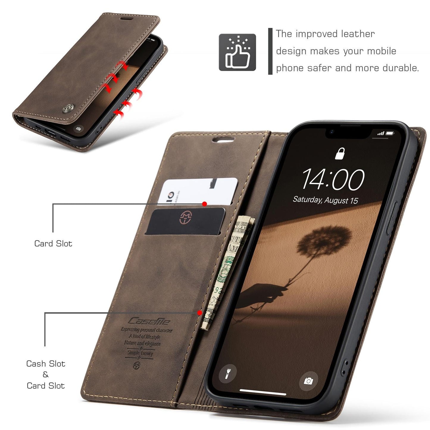 For iPhone 16e CaseMe 013 Multifunctional Horizontal Flip Leather Phone Case(Coffee)