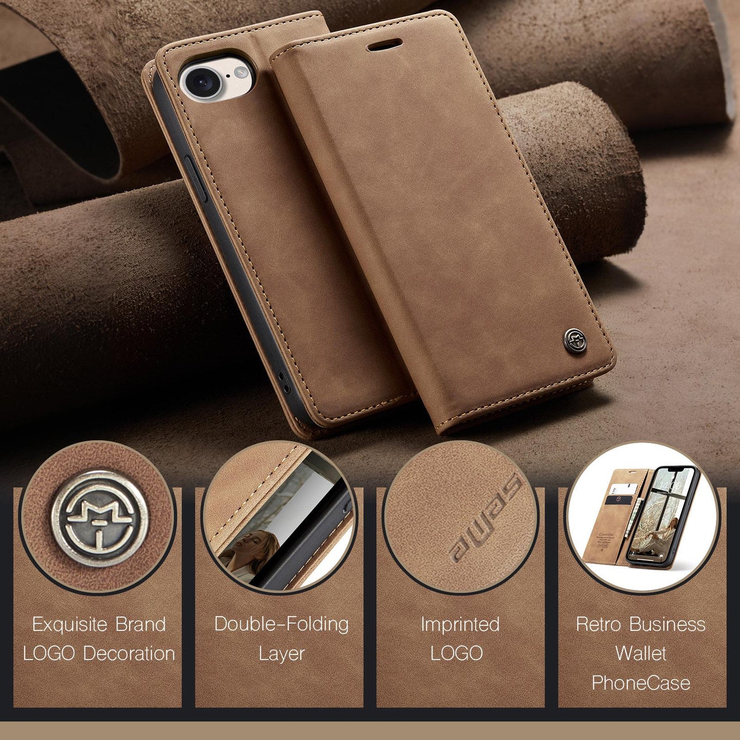 For iPhone 16e CaseMe 013 Multifunctional Horizontal Flip Leather Phone Case(Brown)