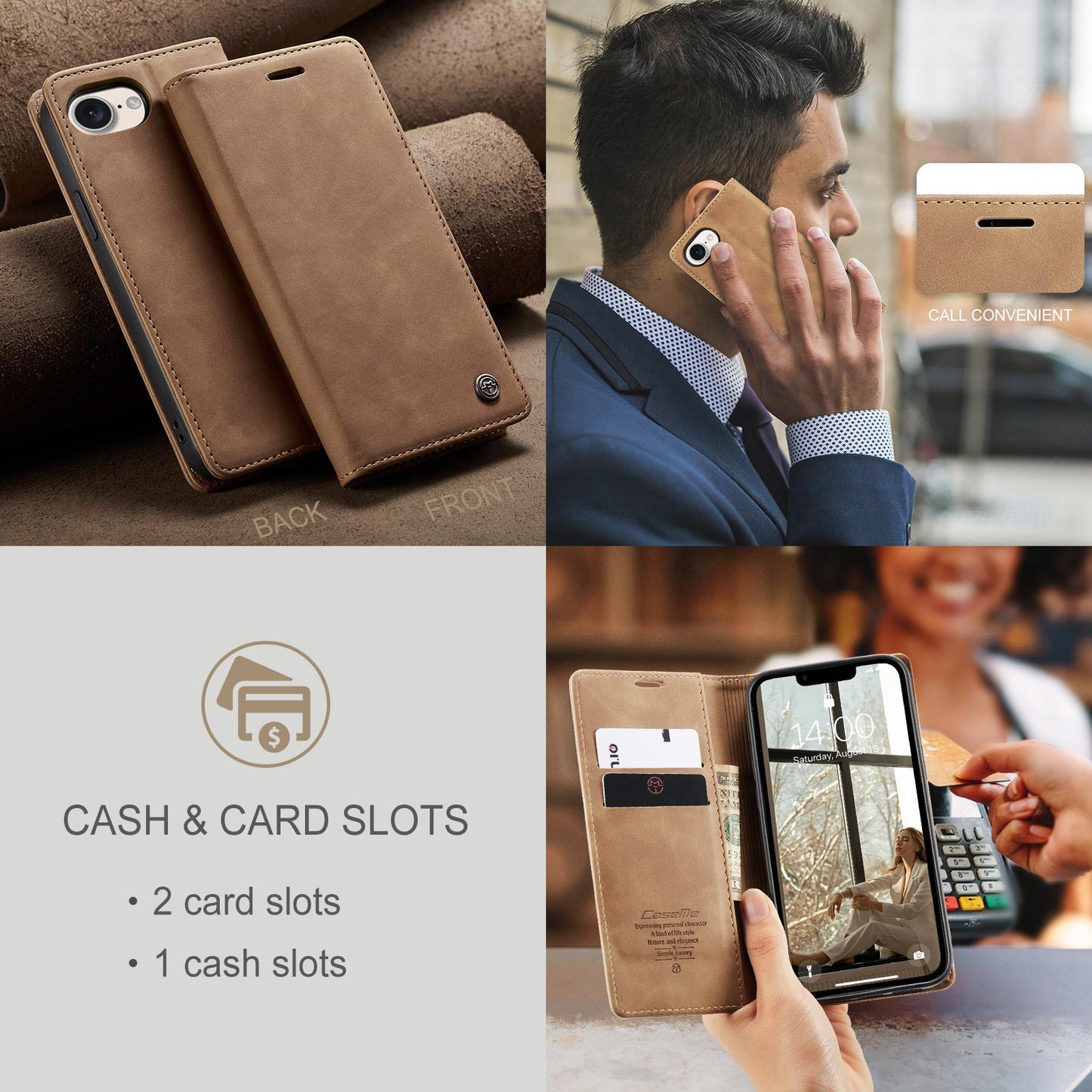 For iPhone 16e CaseMe 013 Multifunctional Horizontal Flip Leather Phone Case(Brown)