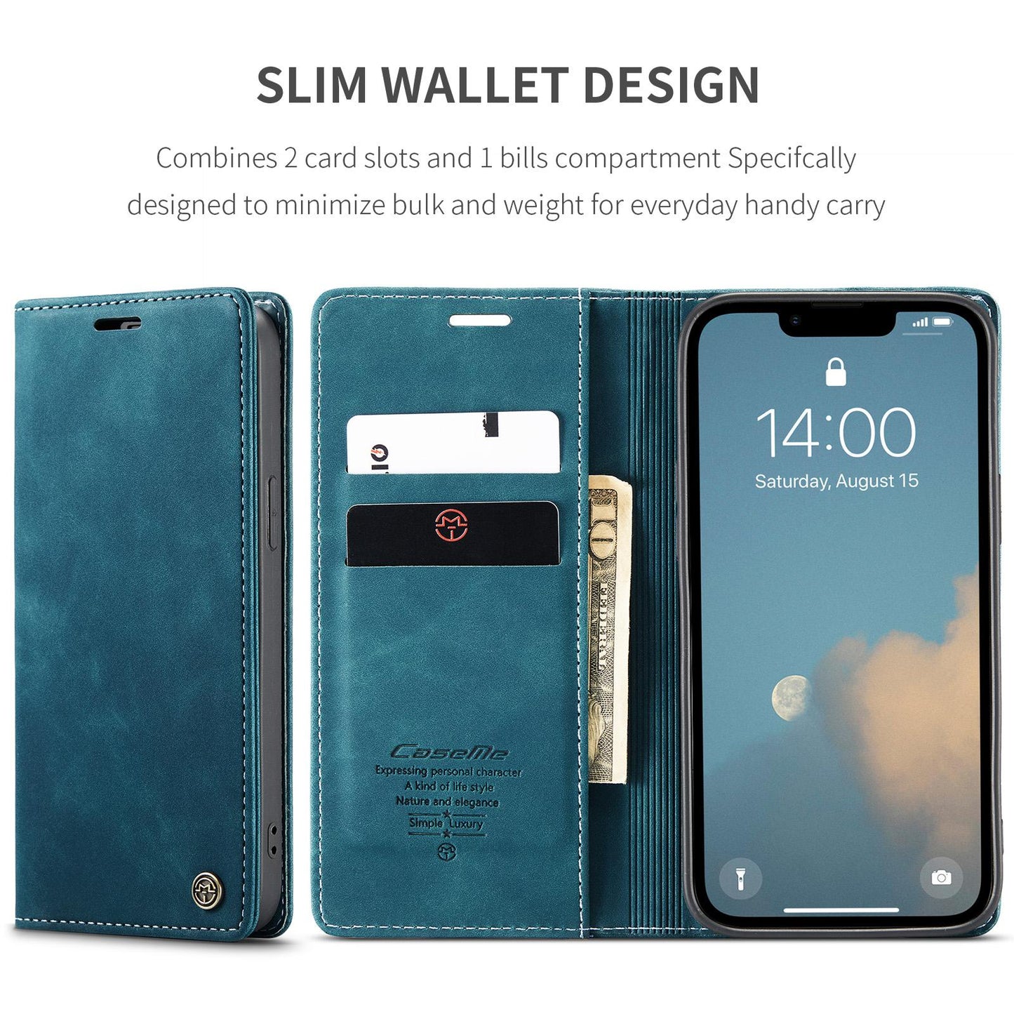 For iPhone 16e CaseMe 013 Multifunctional Horizontal Flip Leather Phone Case(Blue)