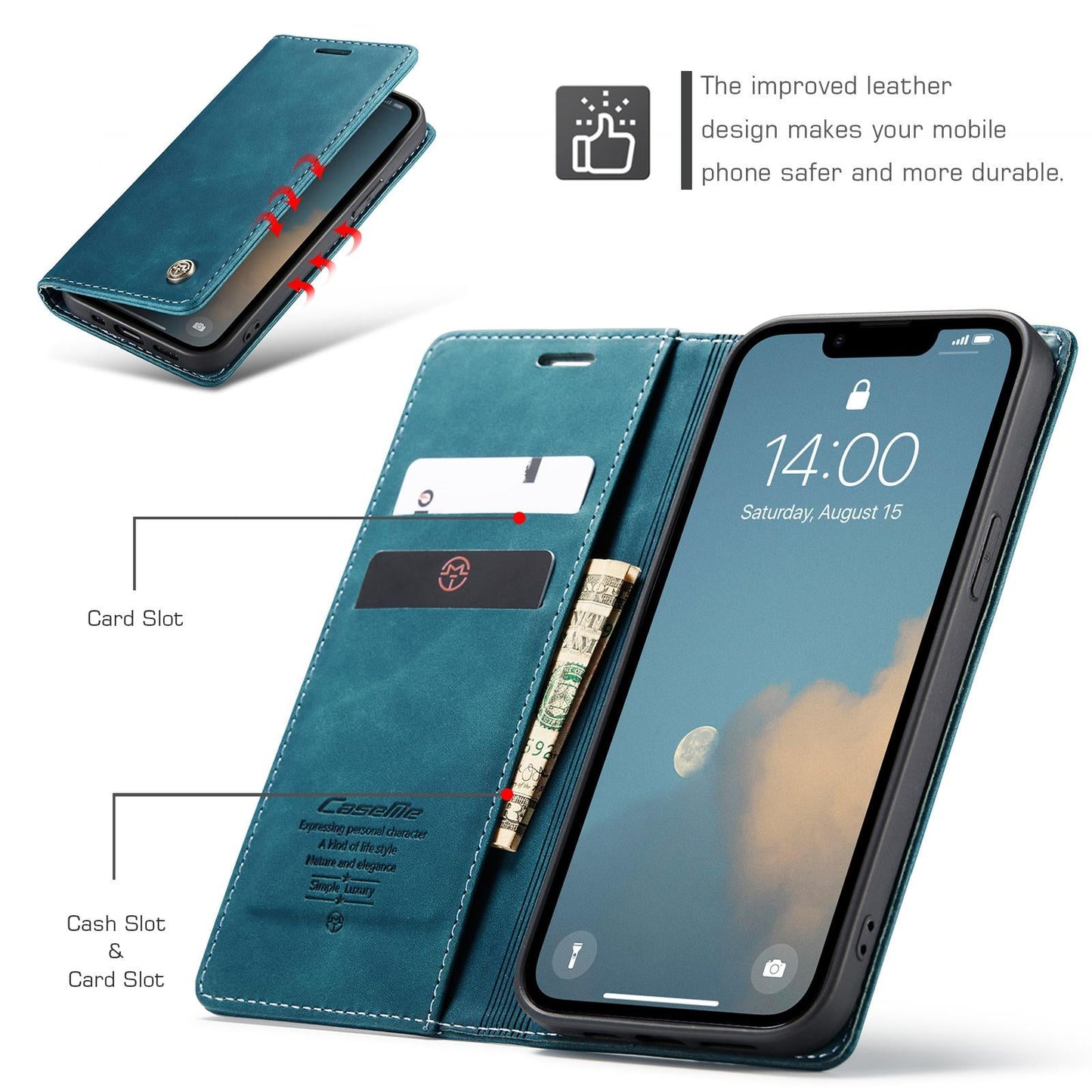 For iPhone 16e CaseMe 013 Multifunctional Horizontal Flip Leather Phone Case(Blue)