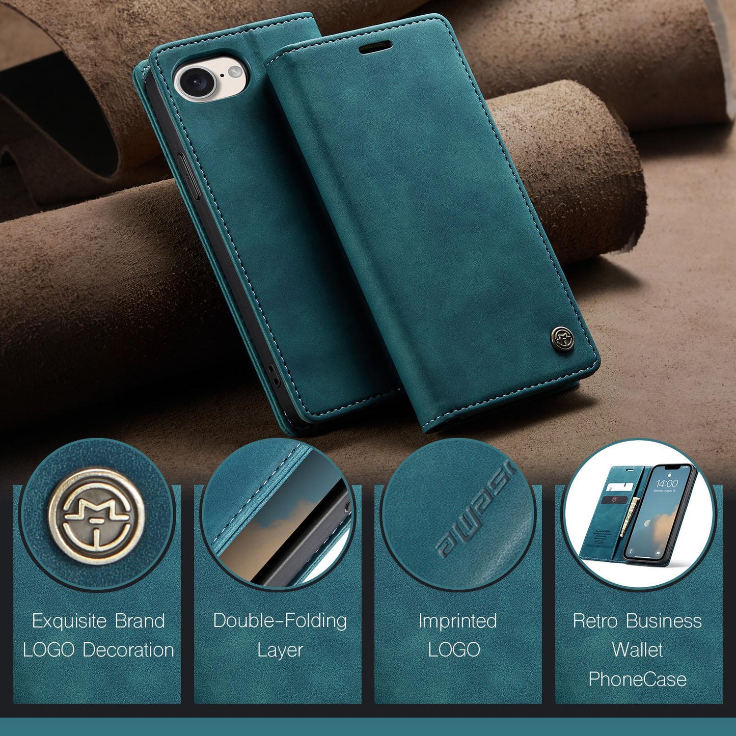 For iPhone 16e CaseMe 013 Multifunctional Horizontal Flip Leather Phone Case(Blue)