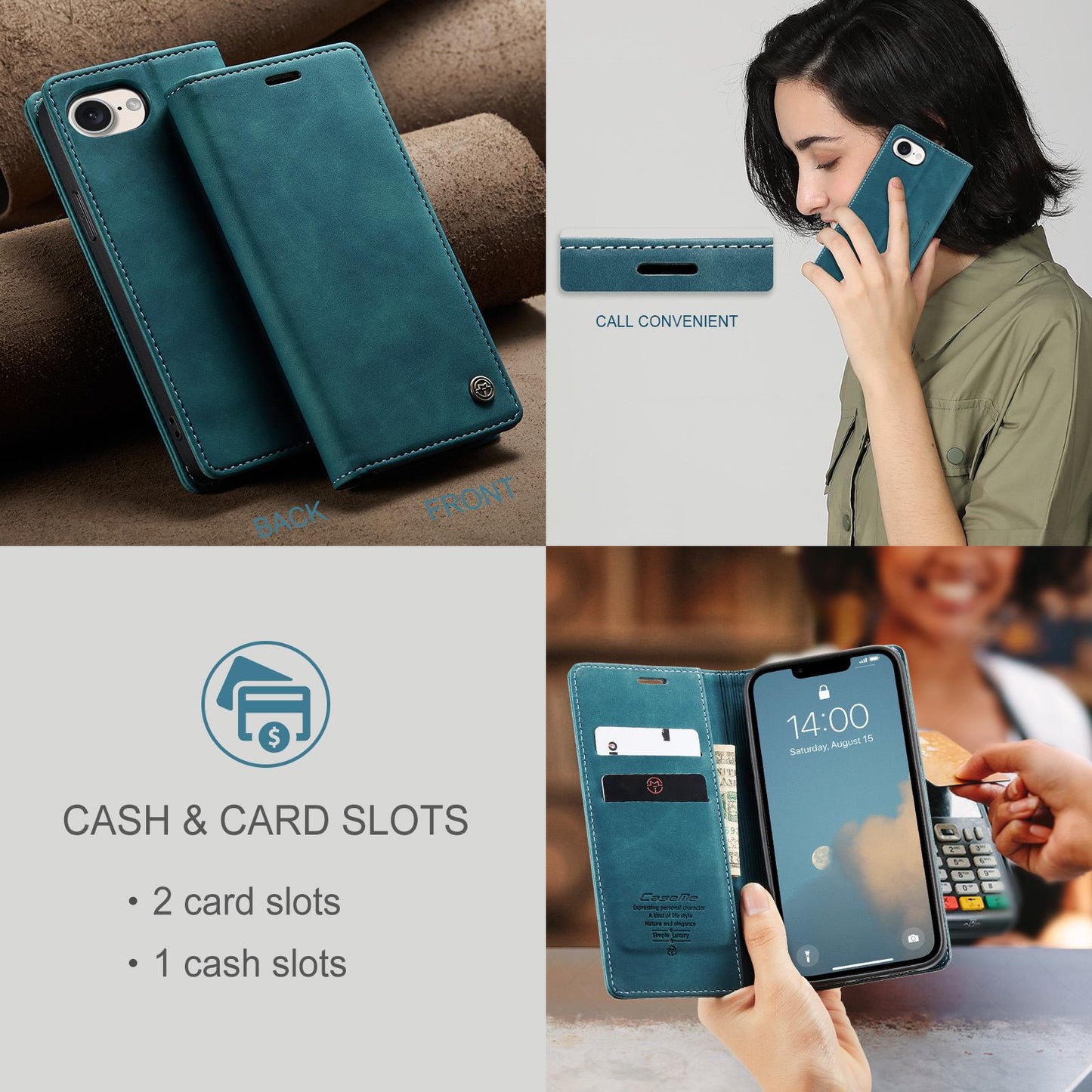 For iPhone 16e CaseMe 013 Multifunctional Horizontal Flip Leather Phone Case(Blue)