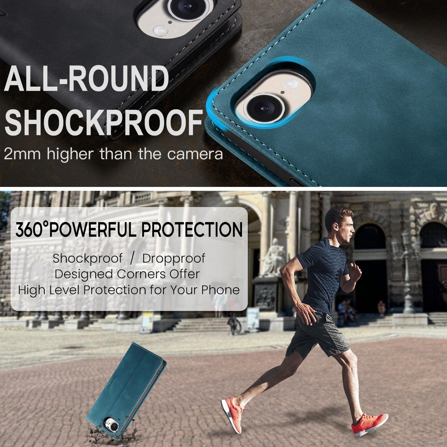 For iPhone 16e CaseMe 013 Multifunctional Horizontal Flip Leather Phone Case(Blue)