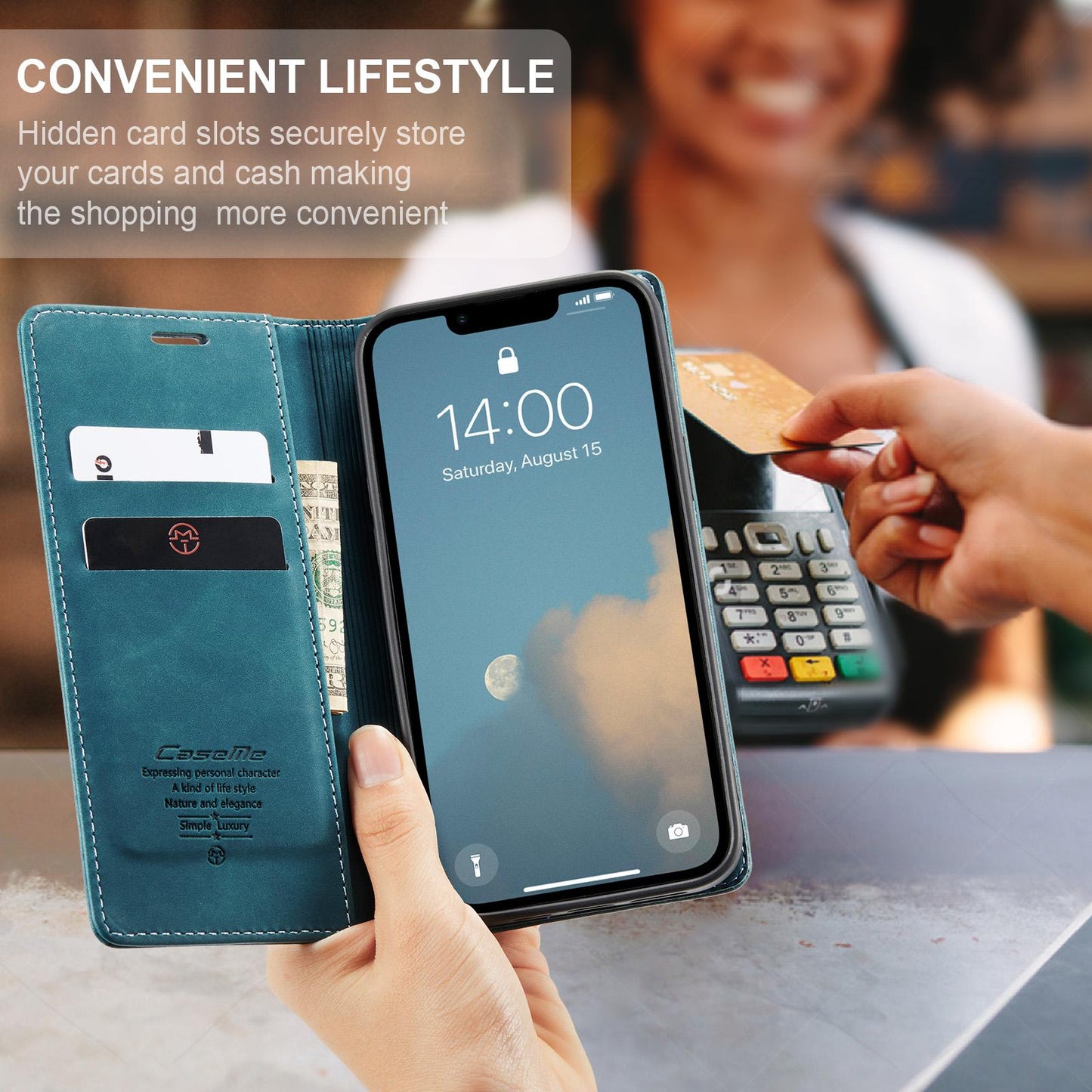For iPhone 16e CaseMe 013 Multifunctional Horizontal Flip Leather Phone Case(Blue)