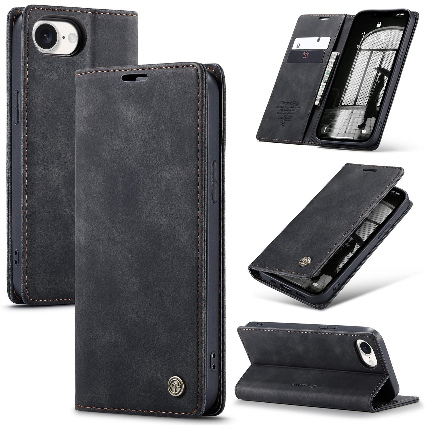 For iPhone 16e CaseMe 013 Multifunctional Horizontal Flip Leather Phone Case(Black)