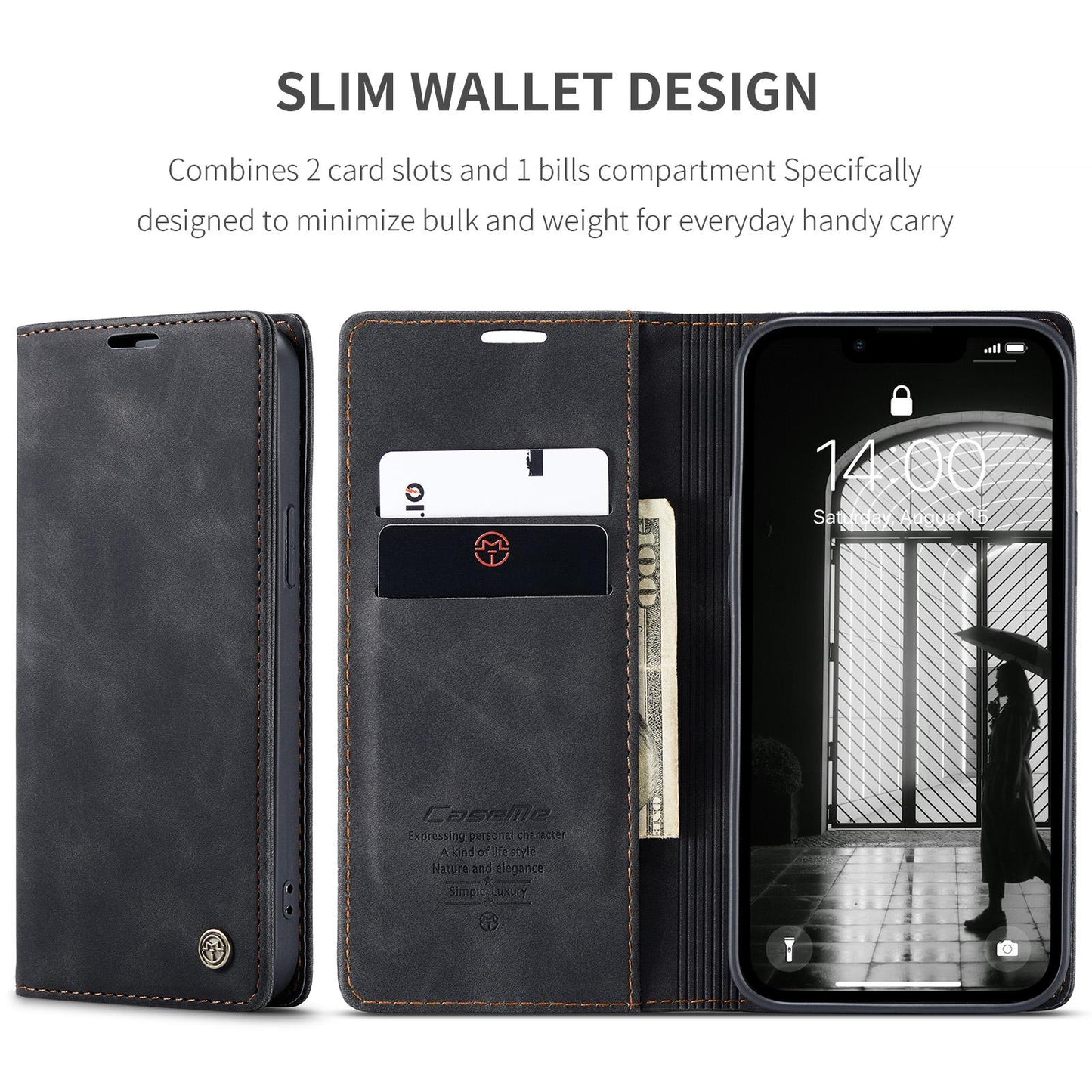 For iPhone 16e CaseMe 013 Multifunctional Horizontal Flip Leather Phone Case(Black)
