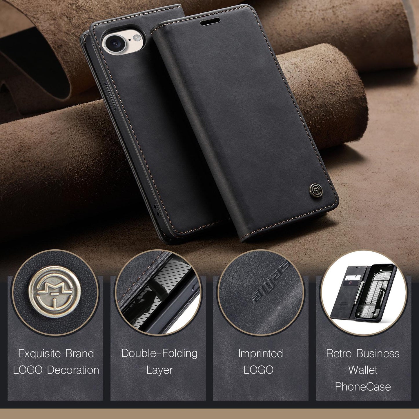 For iPhone 16e CaseMe 013 Multifunctional Horizontal Flip Leather Phone Case(Black)