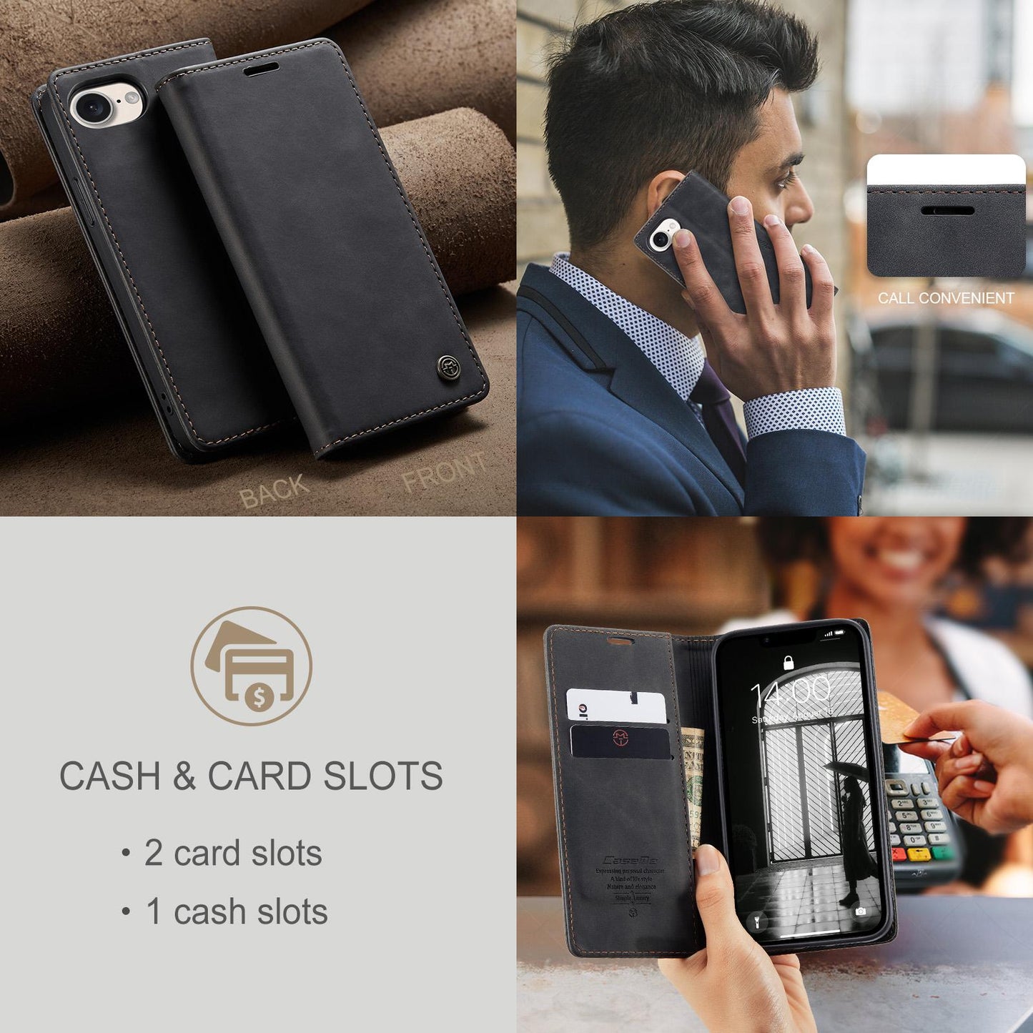 For iPhone 16e CaseMe 013 Multifunctional Horizontal Flip Leather Phone Case(Black)