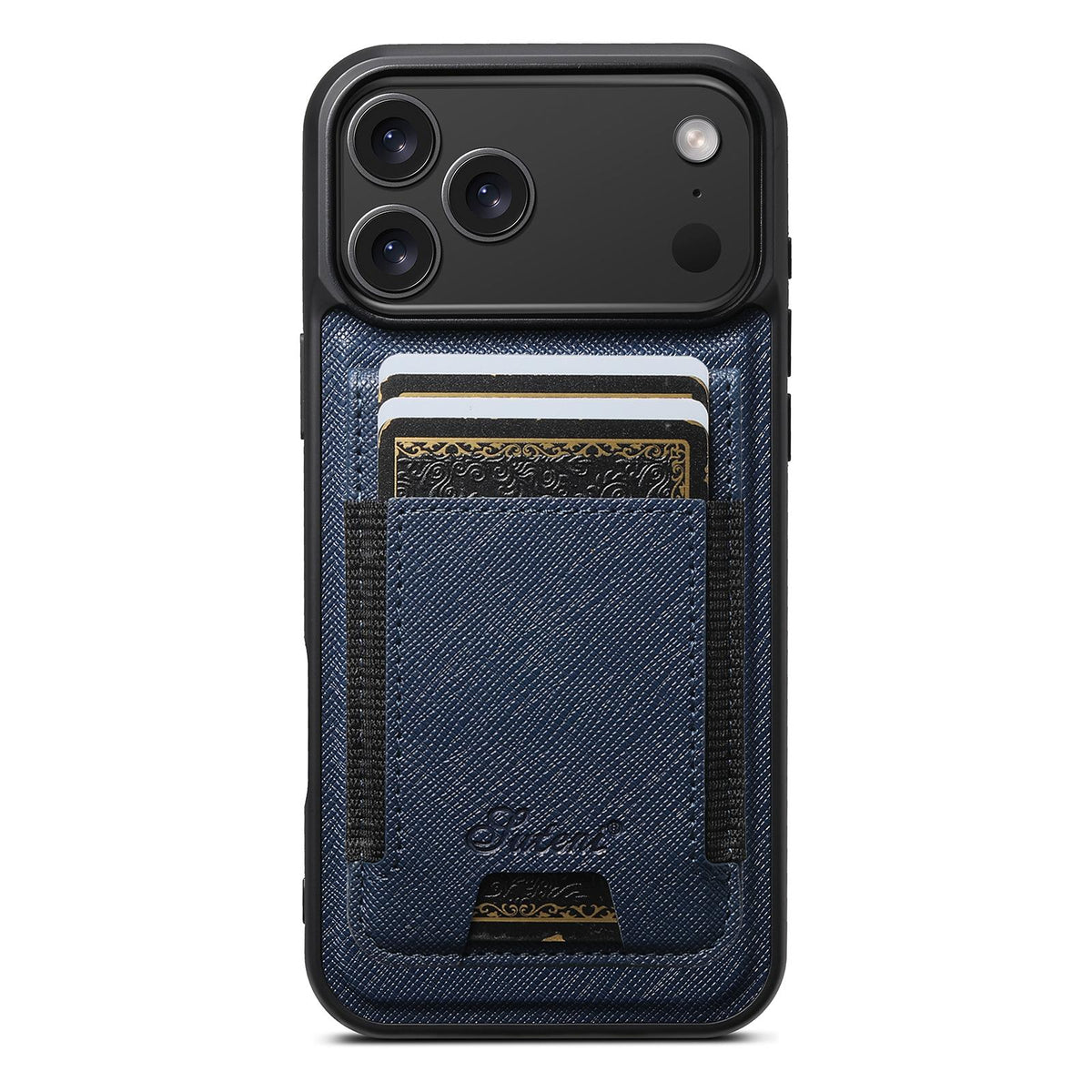 Compatible with iPhone 18 Pro Max Suteni H17 Cross Grain Leather MagSafe Detachable Wallet Phone Case - Blue