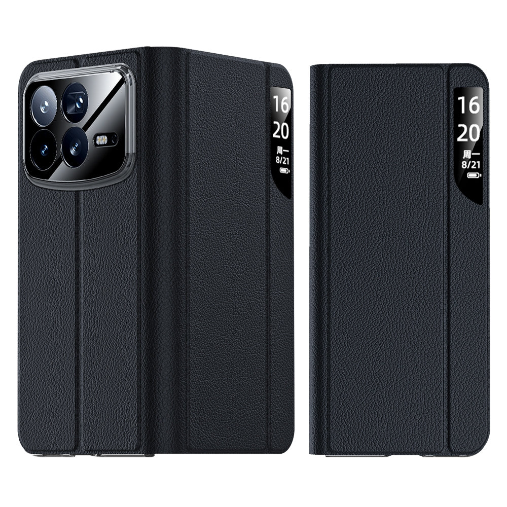 For Xiaomi Mix Fold 4 Side Display Suction Holder Flip Leather Phone Case(Black)