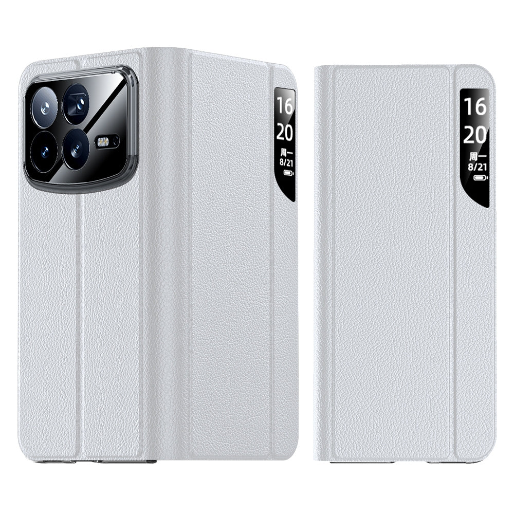 For Xiaomi Mix Fold 4 Side Display Suction Holder Flip Leather Phone Case(White)