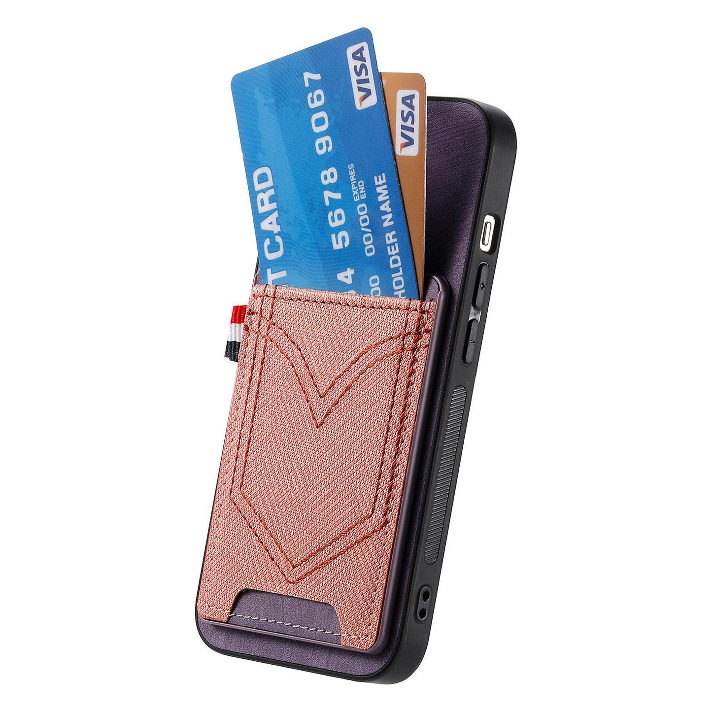 For iPhone 16e Denim Texture Leather Skin Phone Case with Card Slot(Purple)