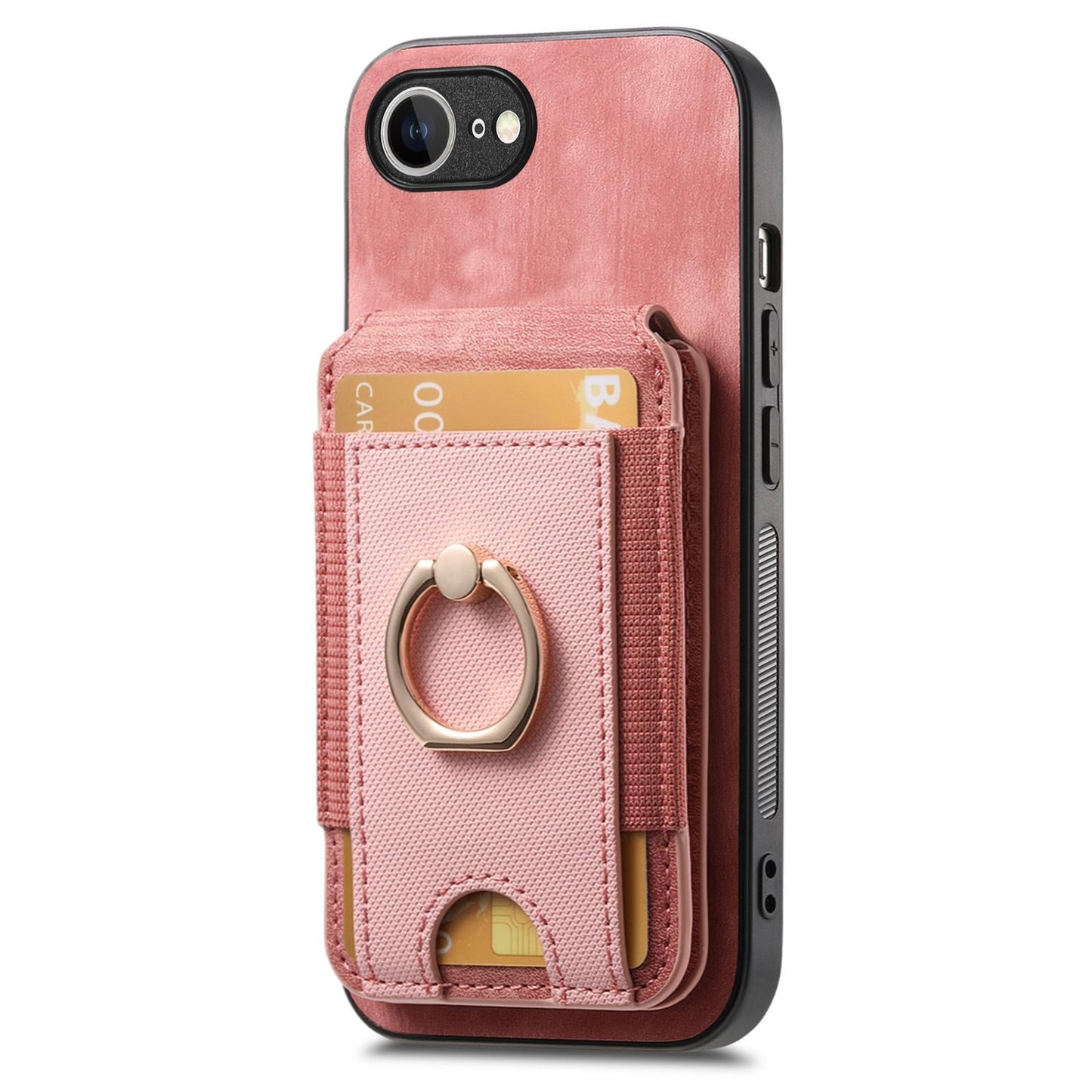 For iPhone 16e Retro Splitable Magnetic Stand Card Bag Leather Phone Case(Pink)