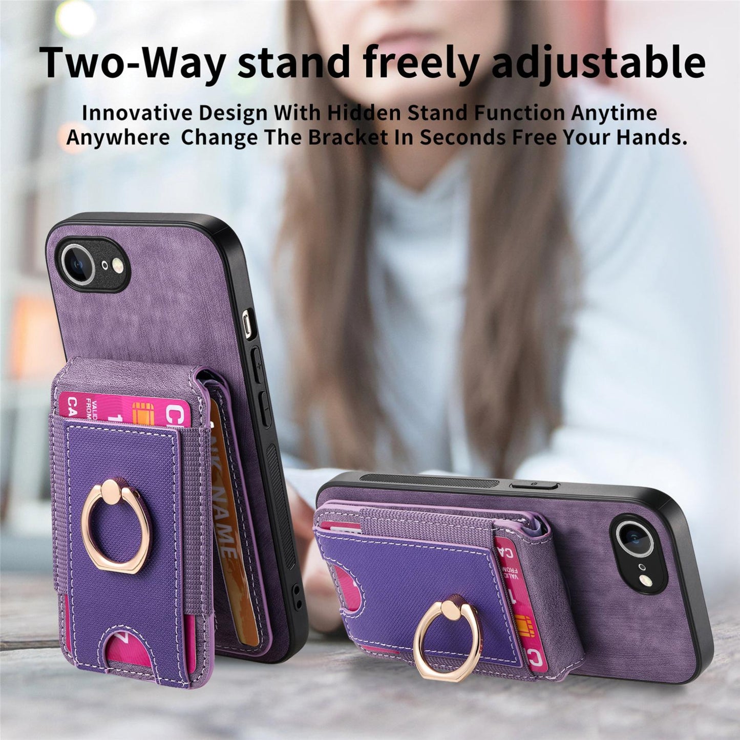 For iPhone 16e Retro Splitable Magnetic Stand Card Bag Leather Phone Case(Purple)