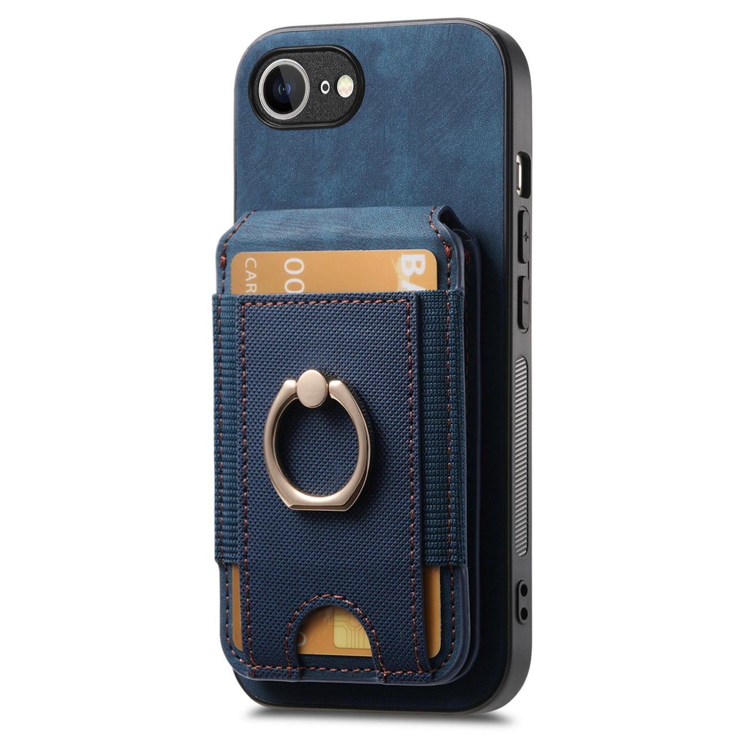 For iPhone 16e Retro Splitable Magnetic Stand Card Bag Leather Phone Case(Blue)