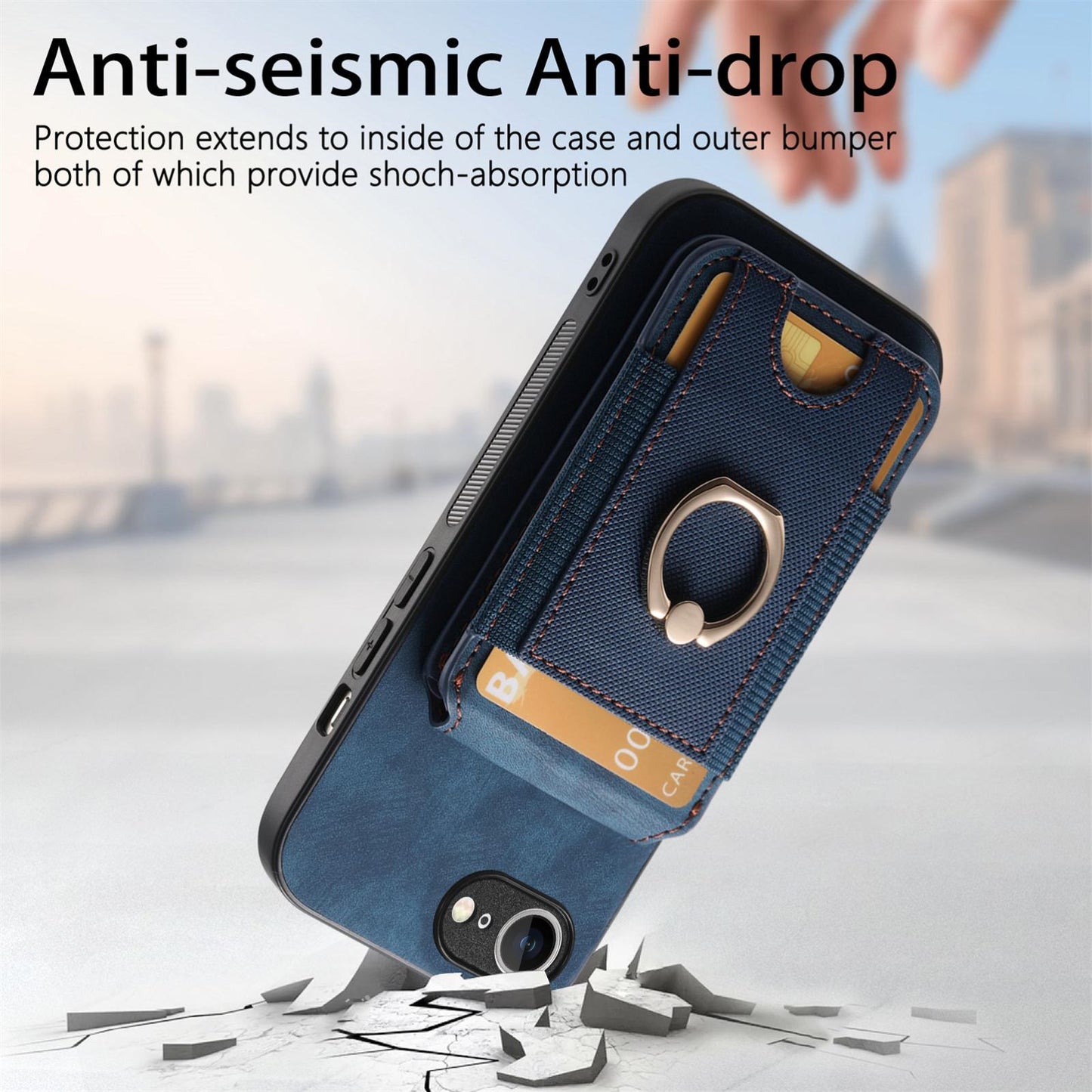 For iPhone 16e Retro Splitable Magnetic Stand Card Bag Leather Phone Case(Blue)