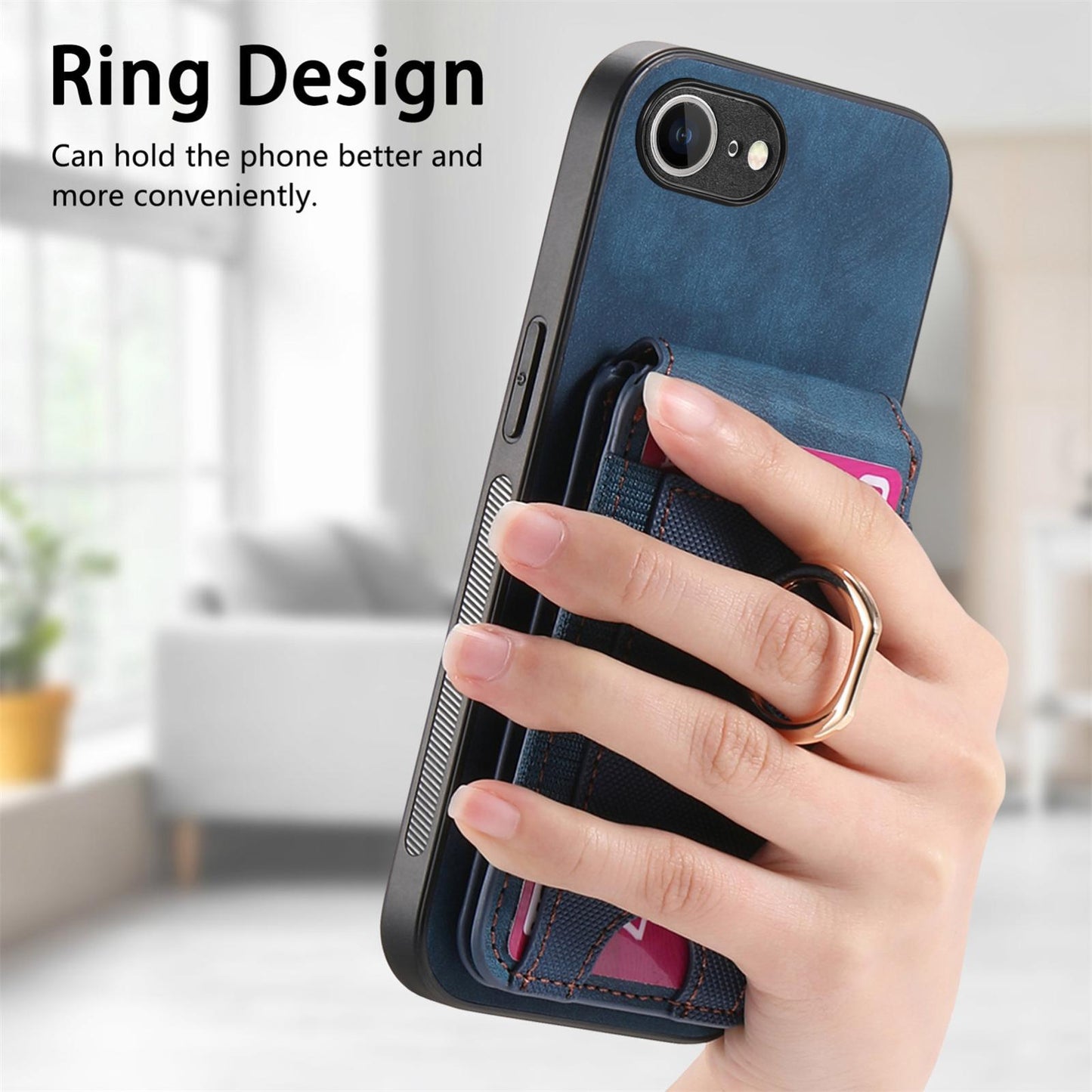 For iPhone 16e Retro Splitable Magnetic Stand Card Bag Leather Phone Case(Blue)