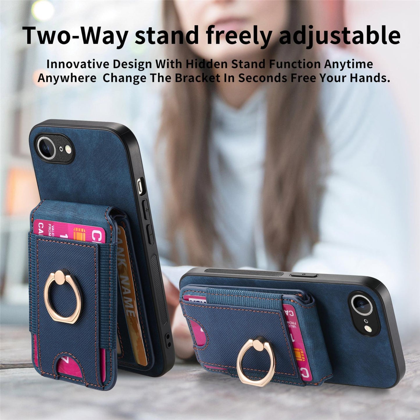 For iPhone 16e Retro Splitable Magnetic Stand Card Bag Leather Phone Case(Blue)