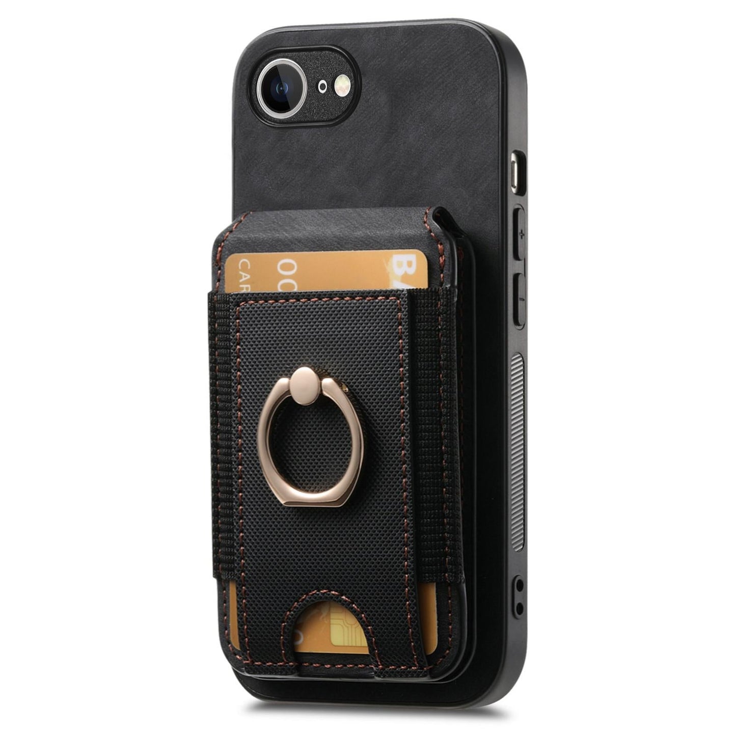 For iPhone 16e Retro Splitable Magnetic Stand Card Bag Leather Phone Case(Black)