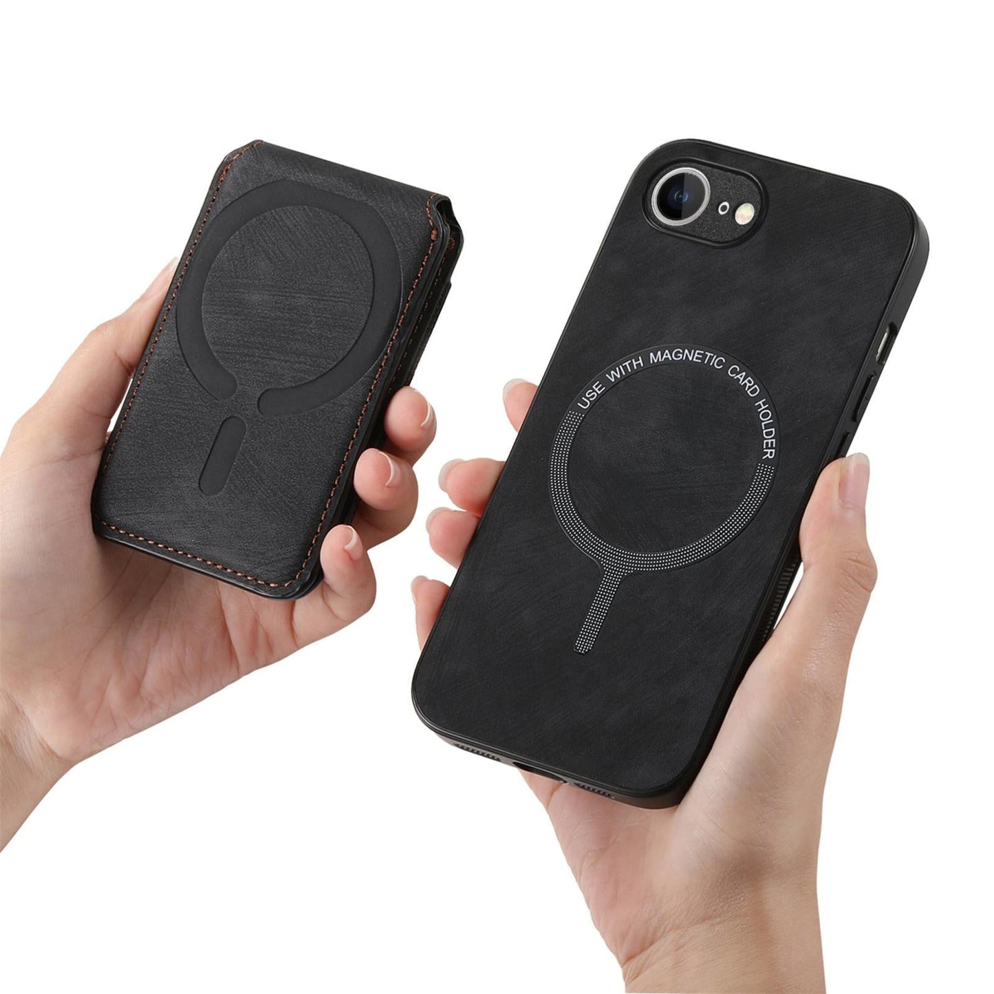 For iPhone 16e Retro Splitable Magnetic Stand Card Bag Leather Phone Case(Black)
