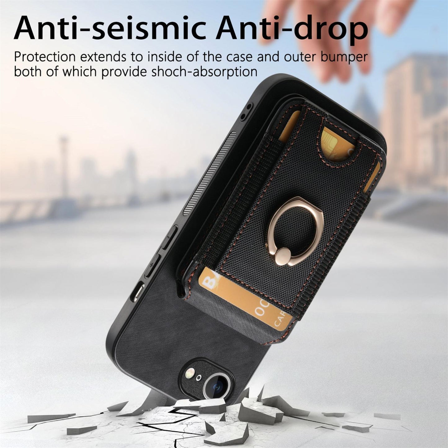 For iPhone 16e Retro Splitable Magnetic Stand Card Bag Leather Phone Case(Black)