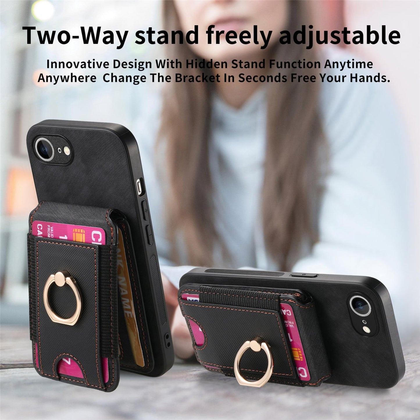 For iPhone 16e Retro Splitable Magnetic Stand Card Bag Leather Phone Case(Black)