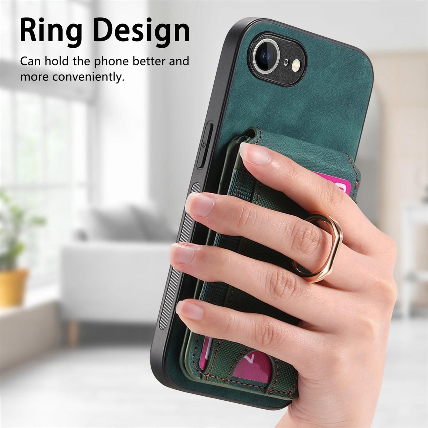 For iPhone 16e Retro Splitable Magnetic Stand Card Bag Leather Phone Case(Green)