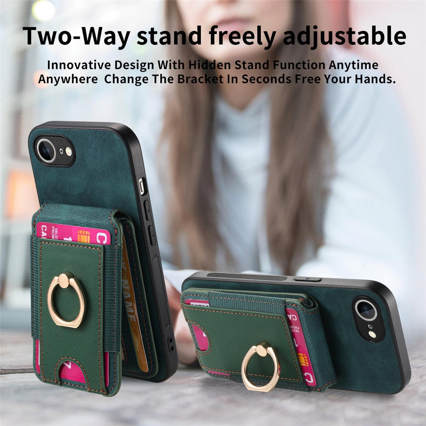 For iPhone 16e Retro Splitable Magnetic Stand Card Bag Leather Phone Case(Green)