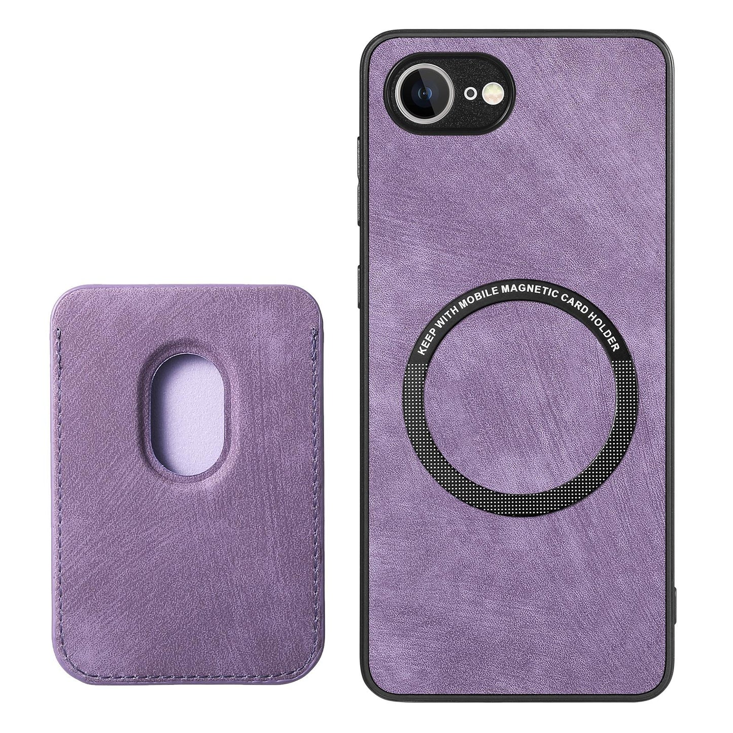 For iPhone 16e Retro Leather Card Bag Magnetic Phone Case(Purple)