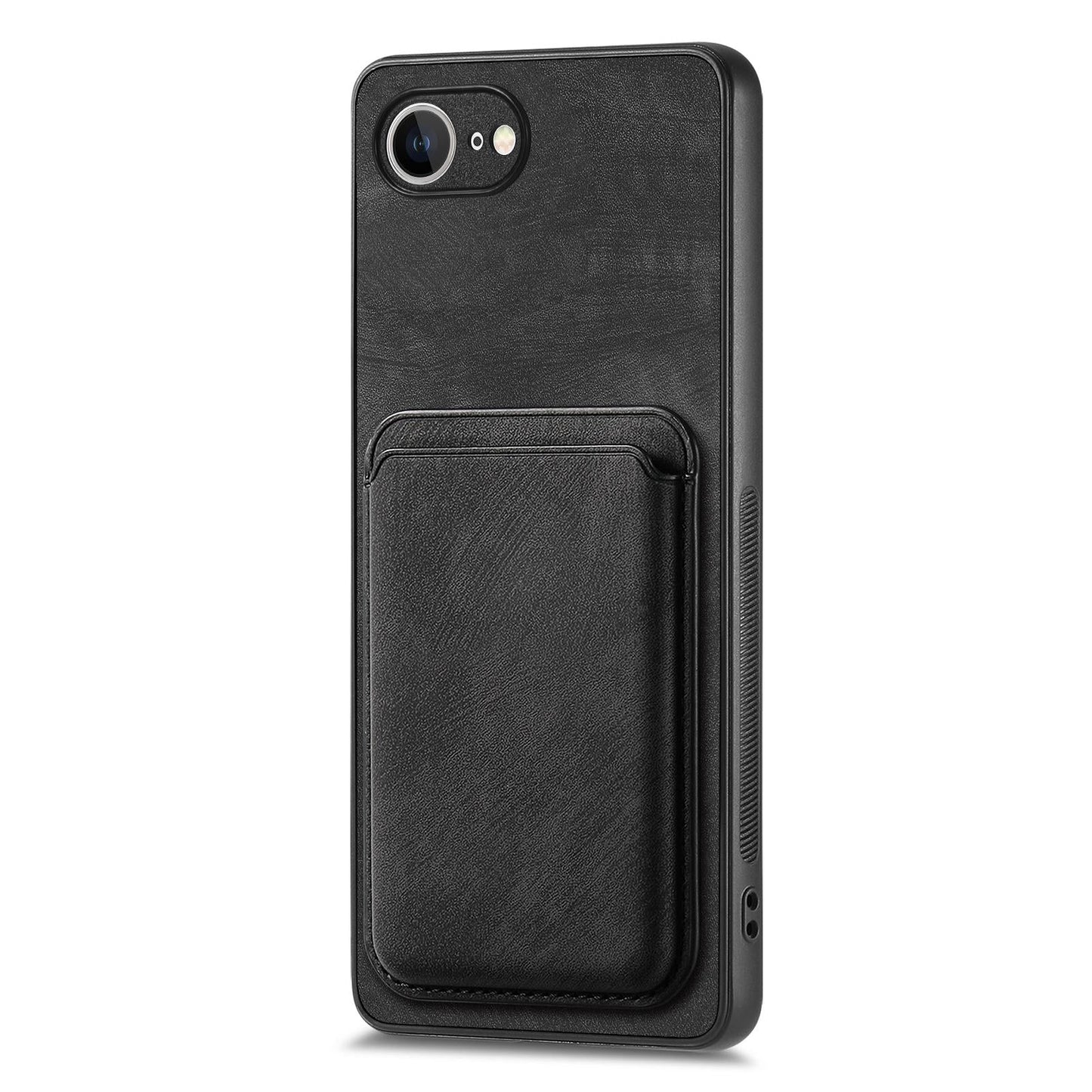 For iPhone 16e Retro Leather Card Bag Magnetic Phone Case(Black)