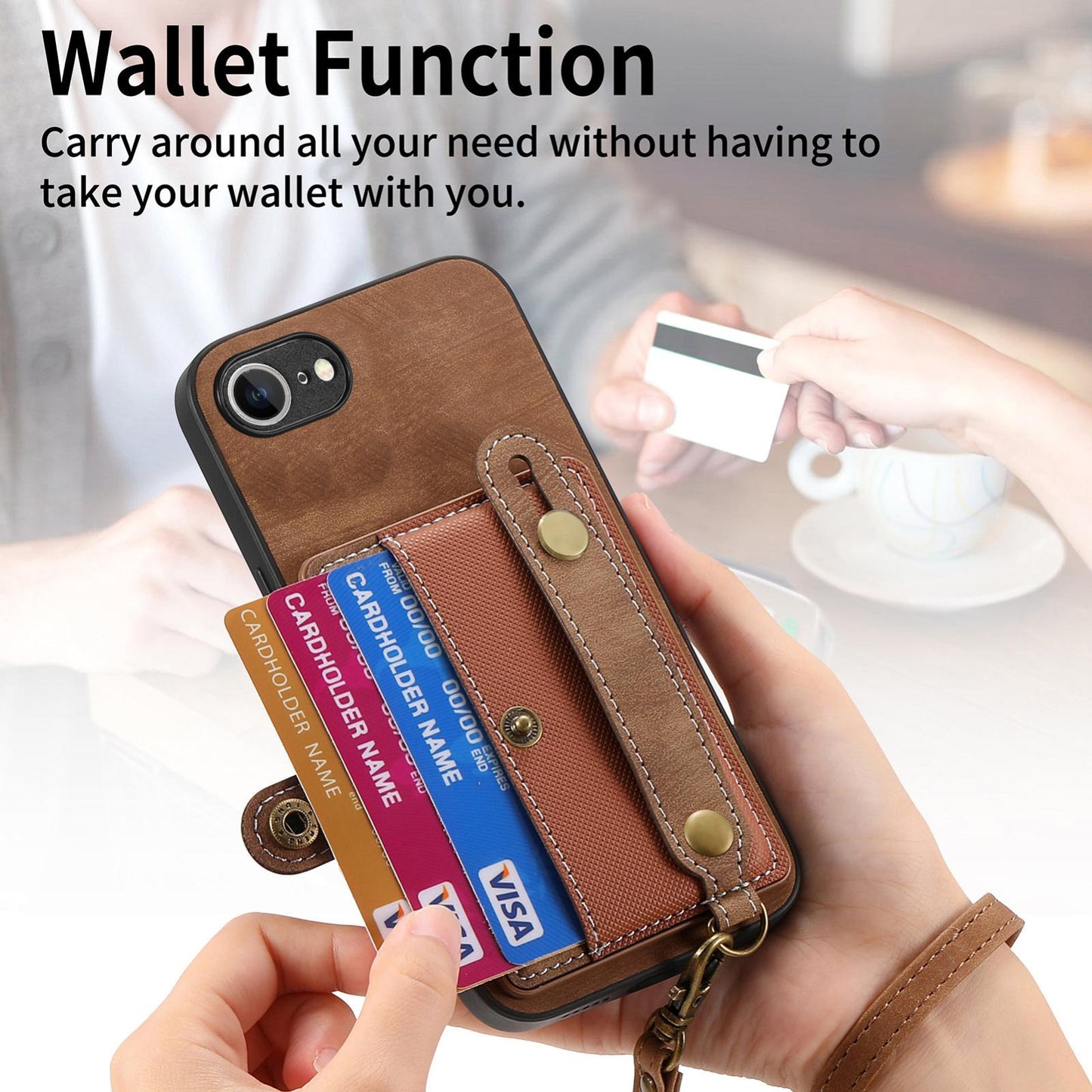 For iPhone 16e Retro Cross Wristband Wallet Leather Back Phone Case(Brown)